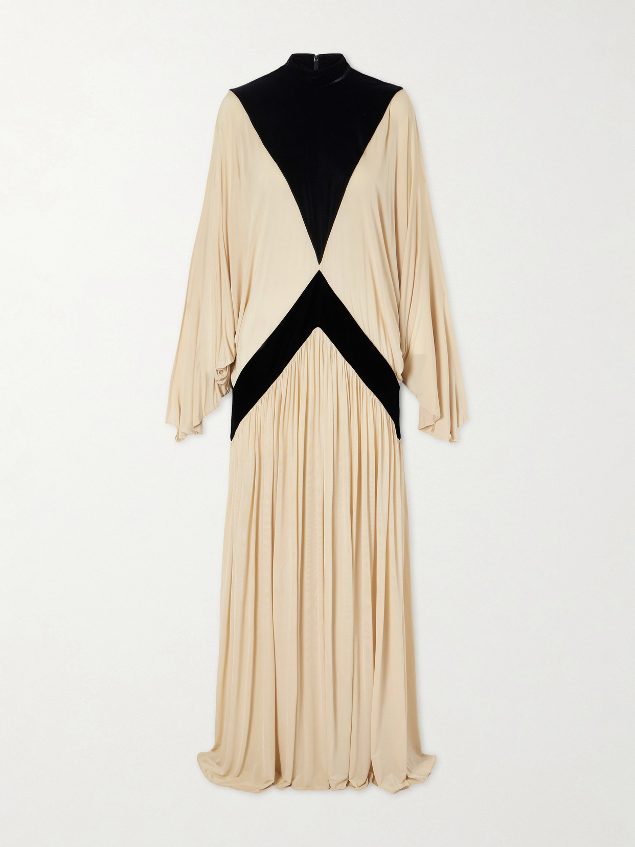 Zimmermann Valiant Deco Batwing Satin-blend Maxi Dress In Neutrals