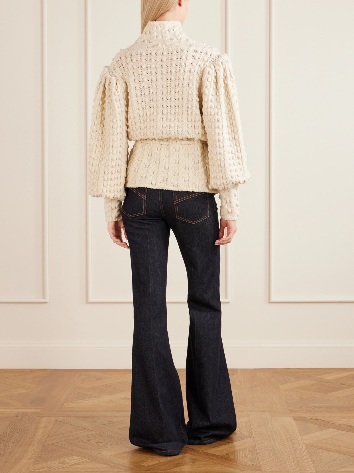 Zimmermann Valiant Embroidered Tie-detailed Wool Sweater In White