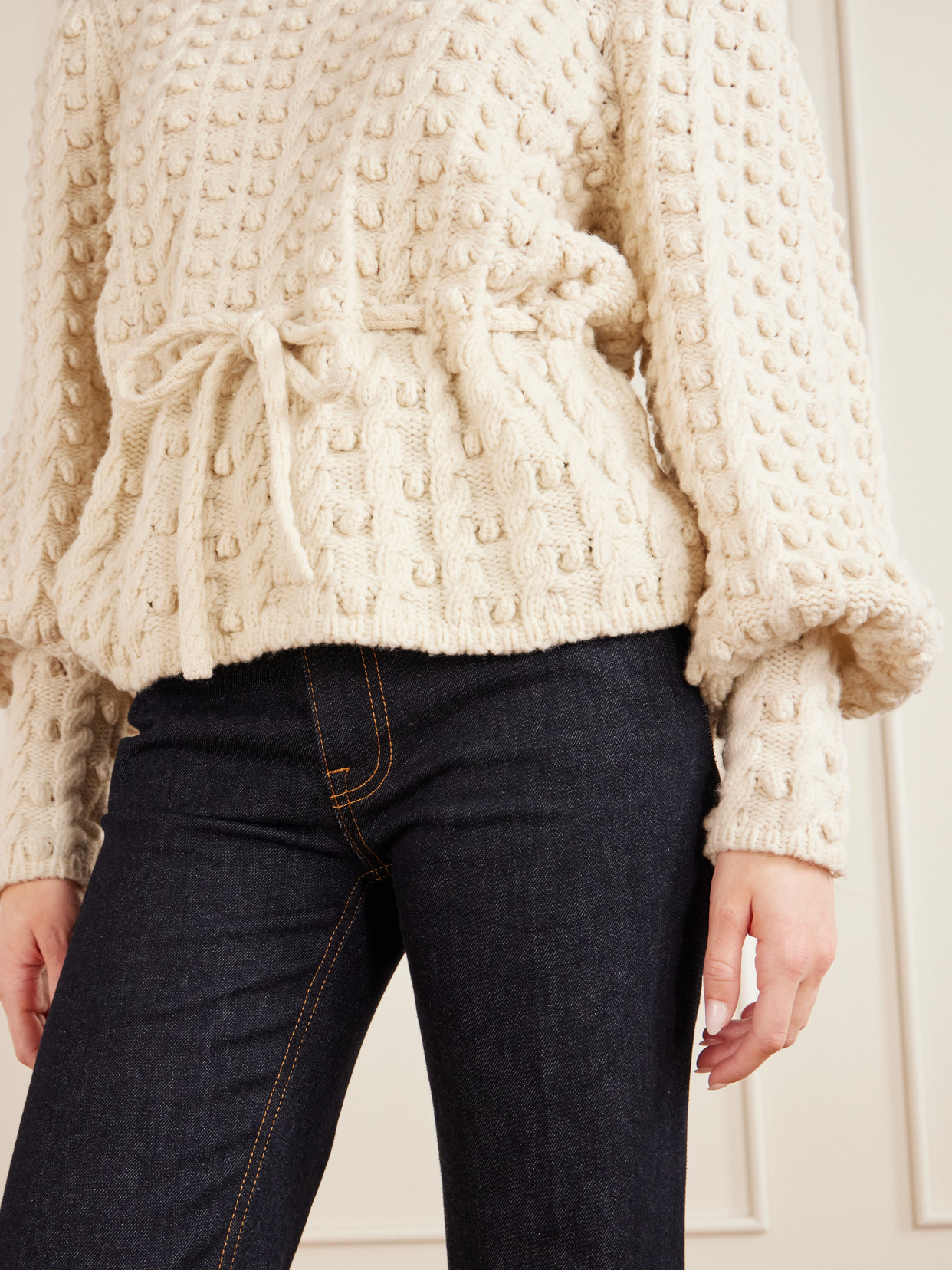 Zimmermann Valiant Embroidered Tie-detailed Wool Sweater In White