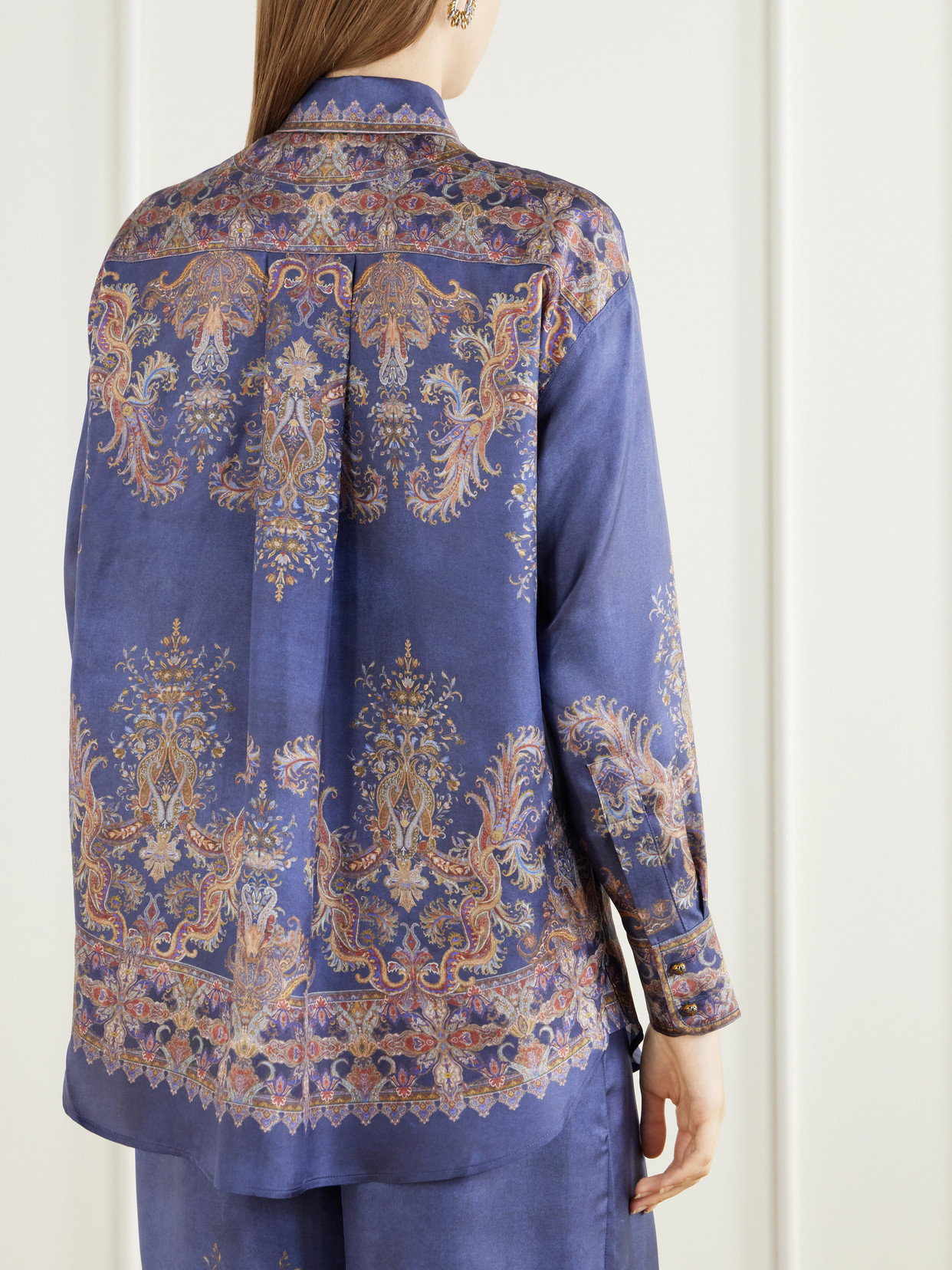 Valiant Pussy-Bow Printed Silk-Twill Shirt