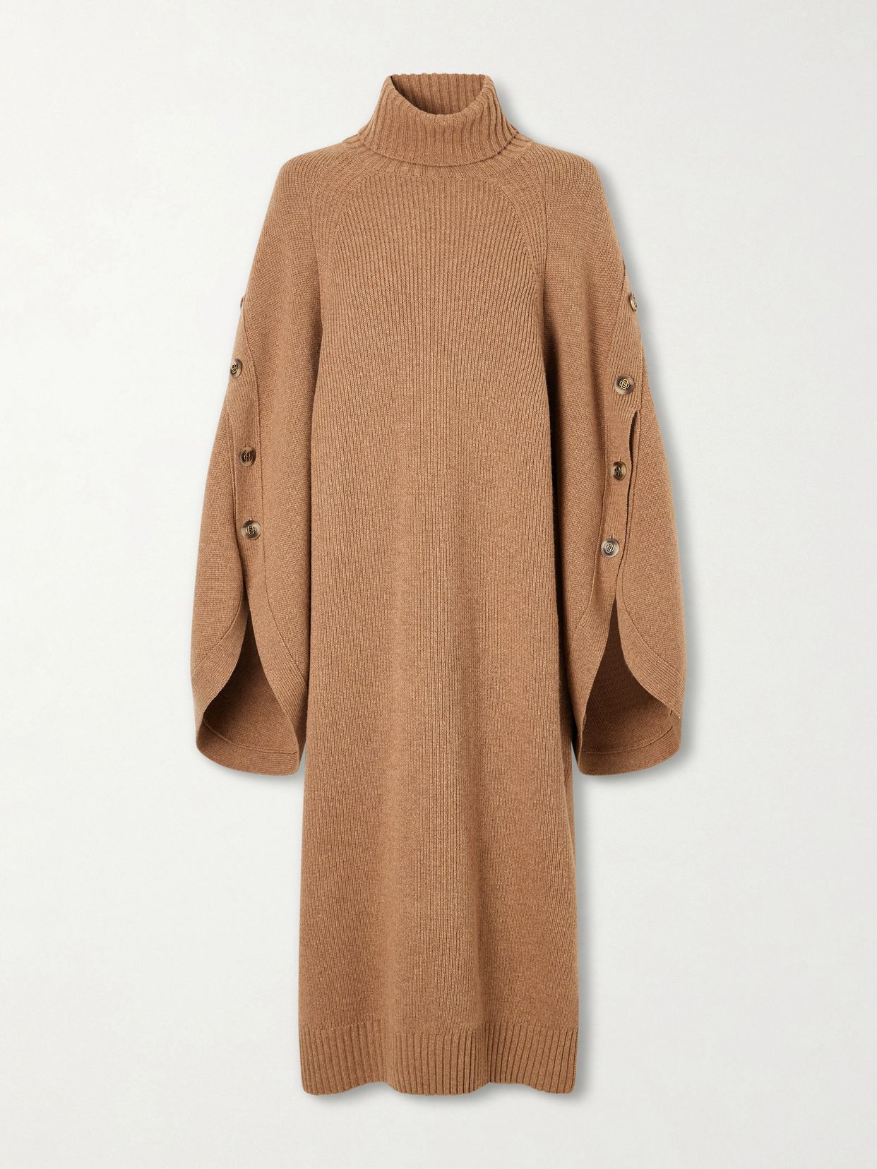 valiant buttoned merino wool midi dress