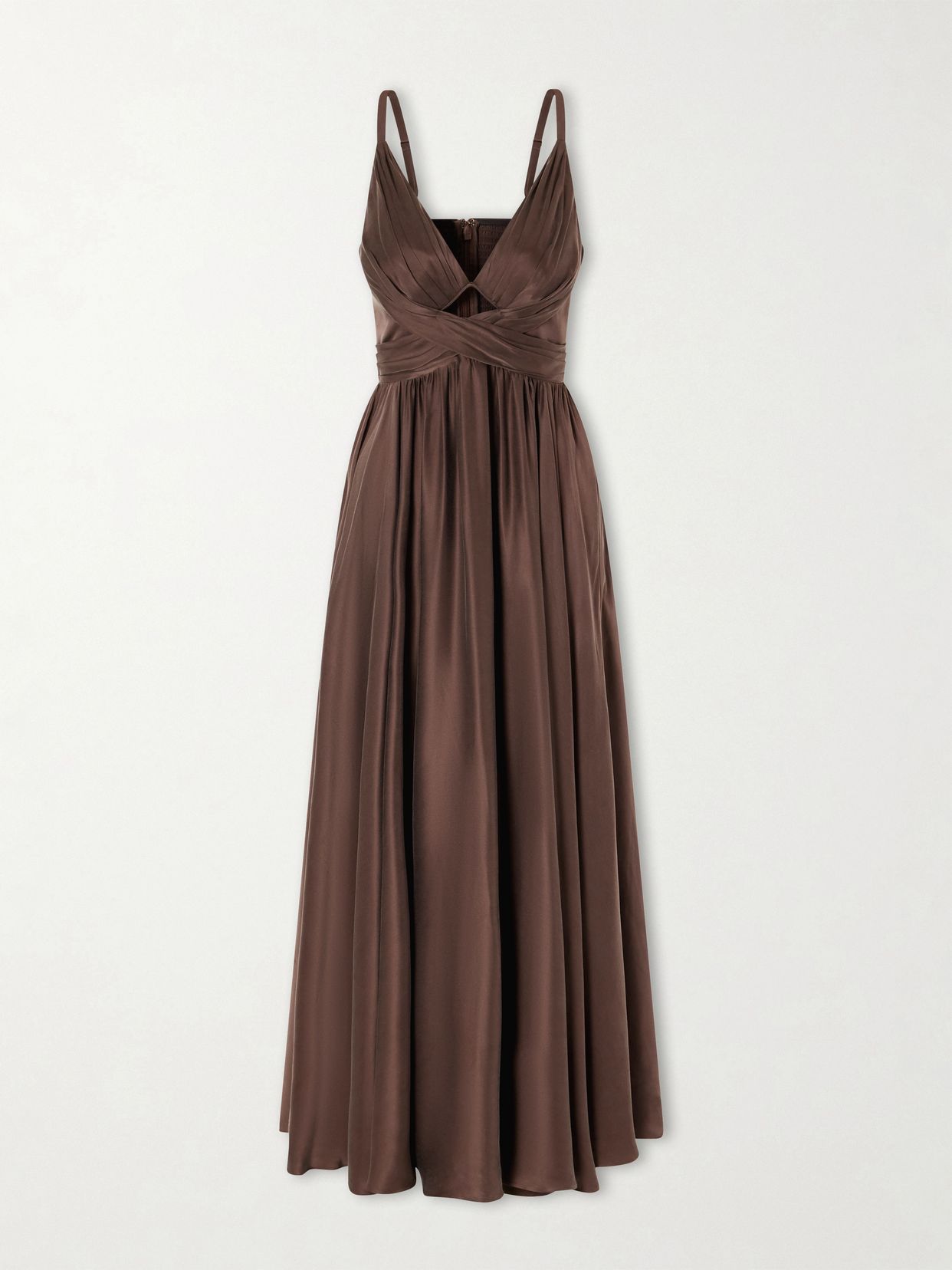 draped silk satin maxi dress