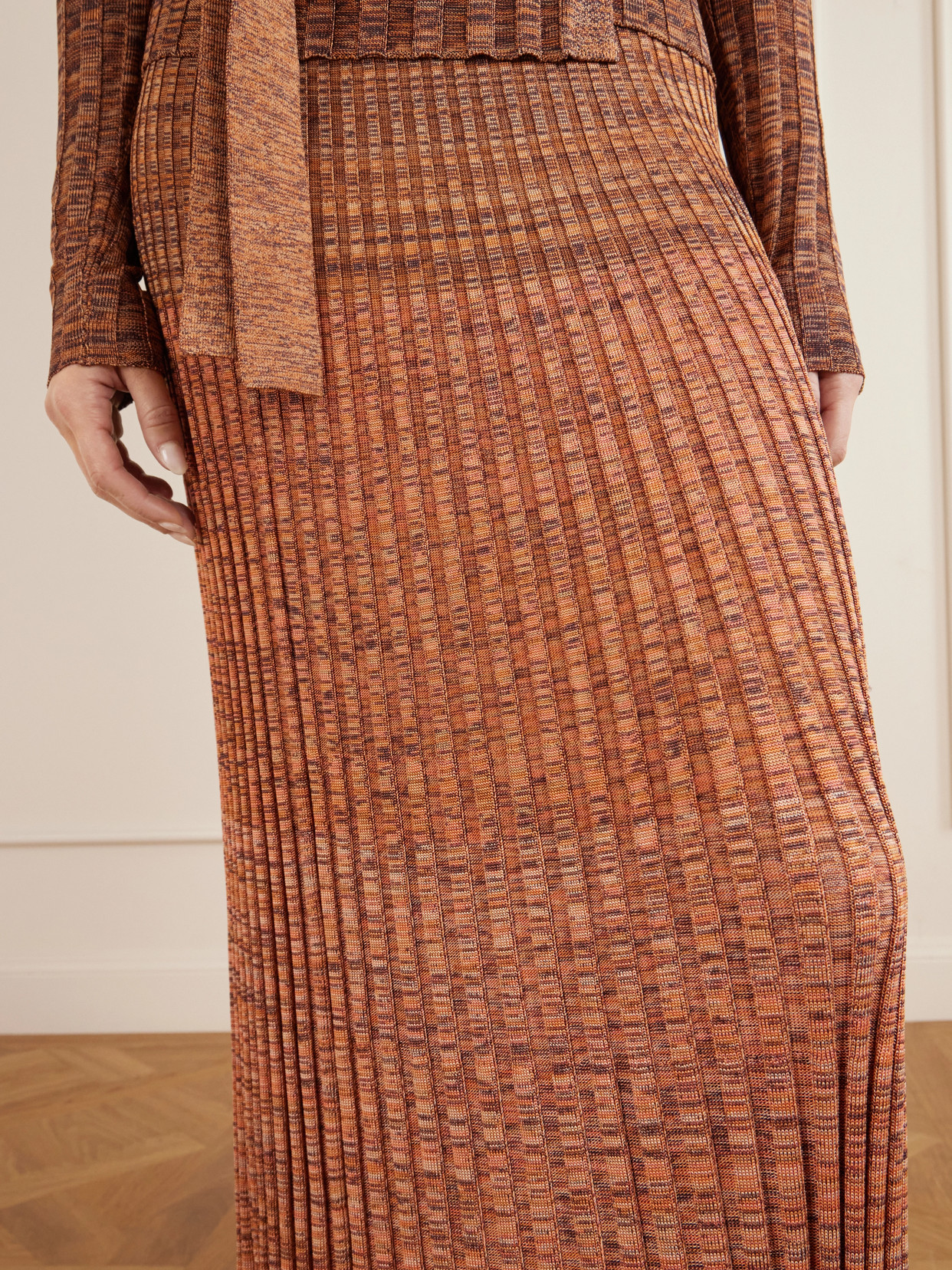 Mouline Ribbed-Knit Midi