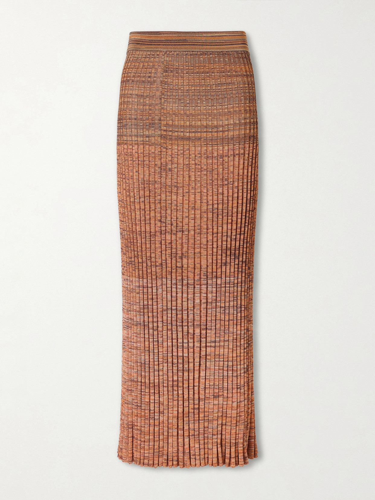 Zimmermann Mouline Ribbed Woven Midi Skirt In Brown