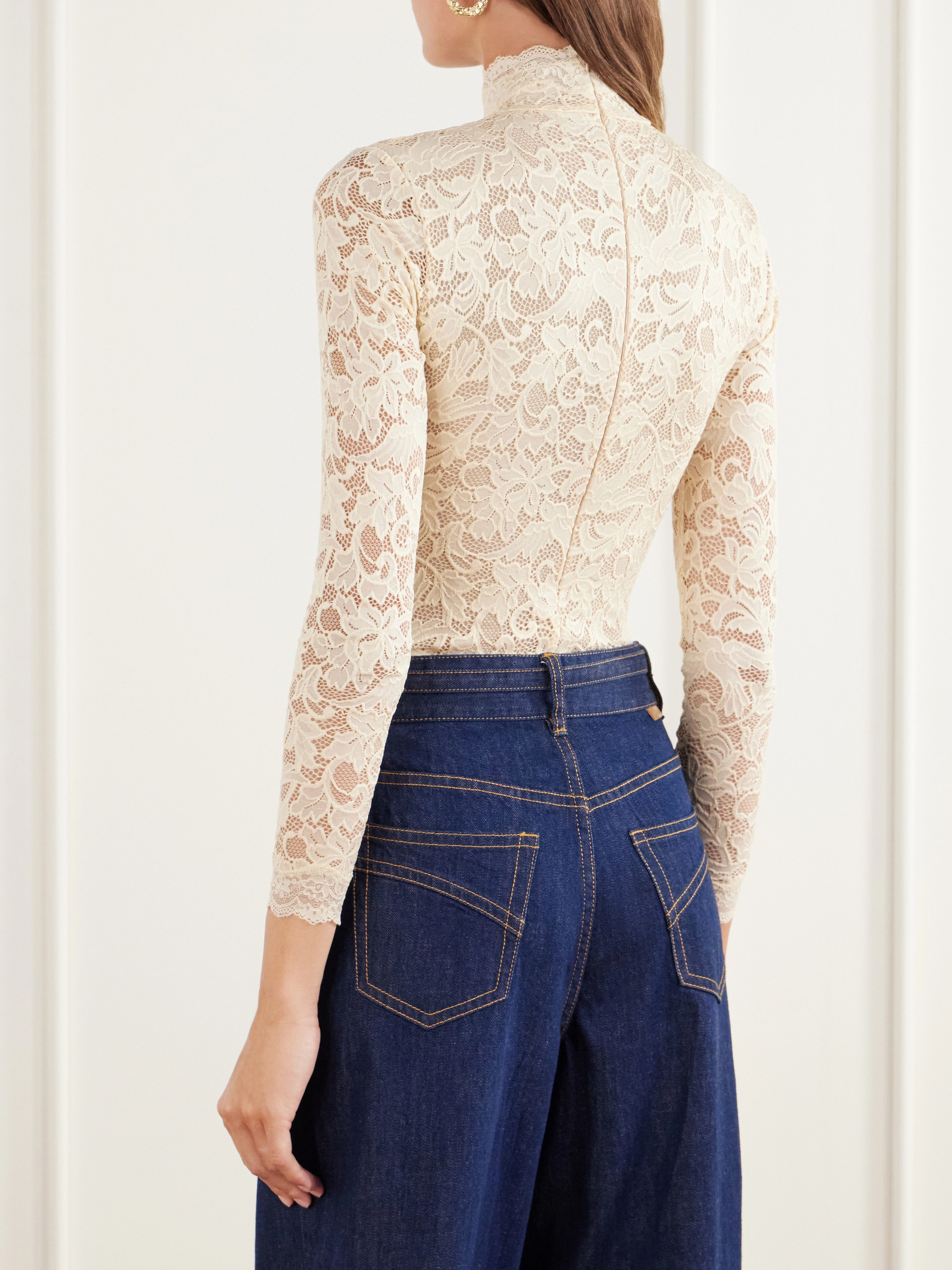 Zimmermann Corded lace turtleneck bodysuit