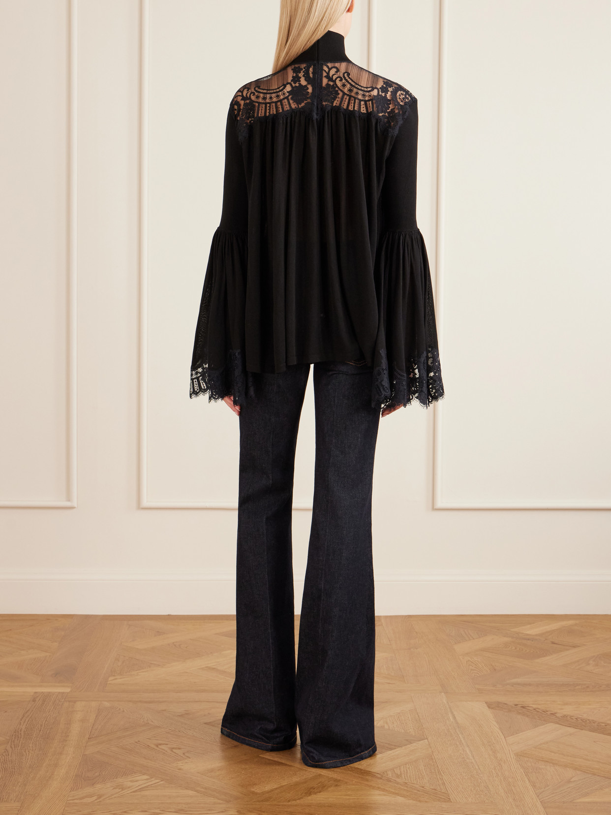 Valiant Lace-Trimmed Lyocell-Blend Turtleneck Blouse
