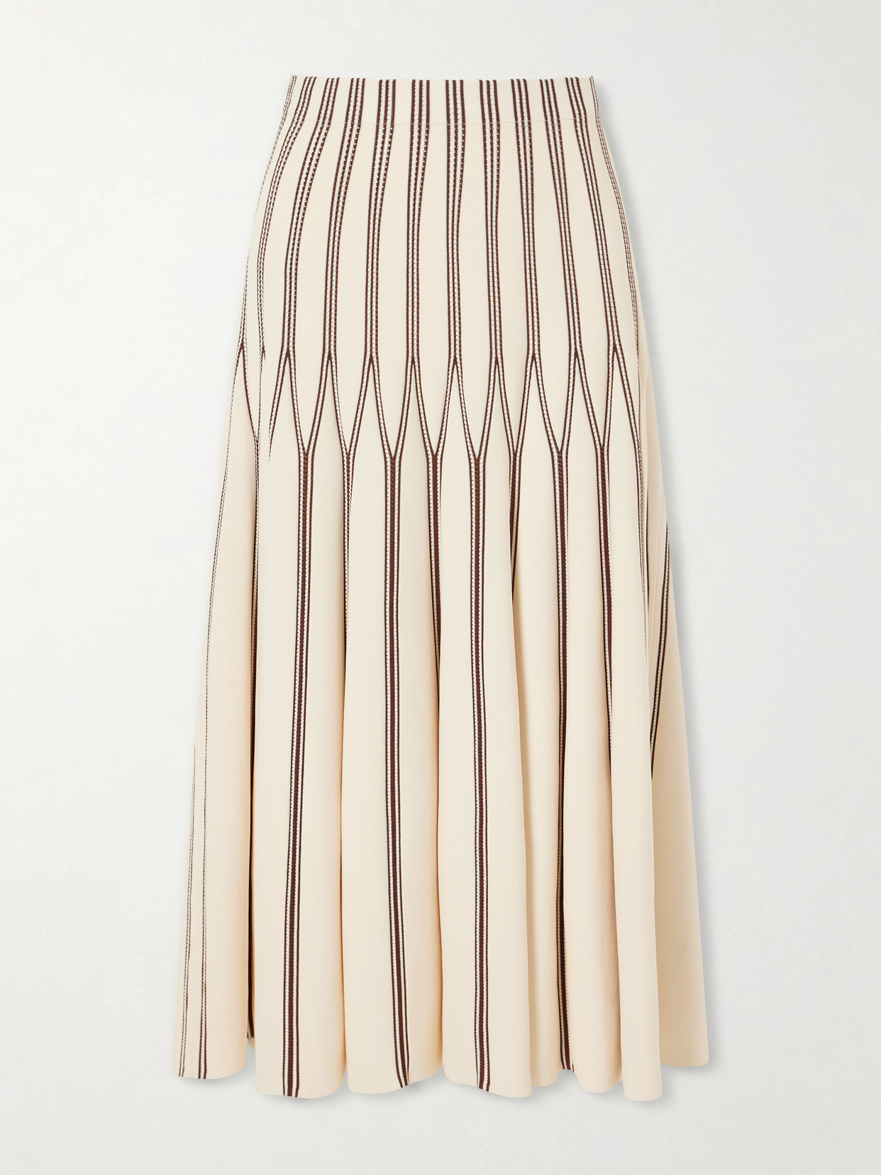 Zimmermann Valiant Striped Knitted Midi Skirt In Neutrals