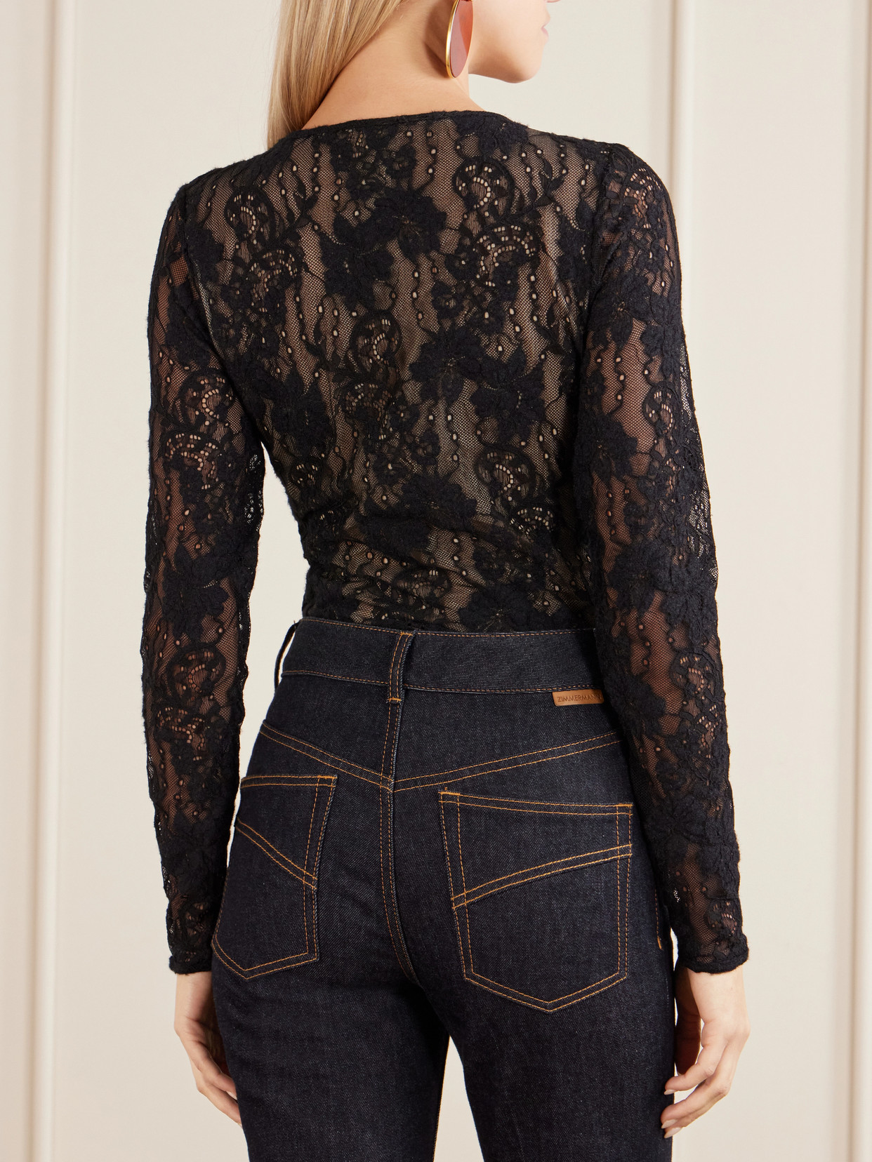 Zimmermann Lace-panelled Long-sleeve Bodysuit In Black