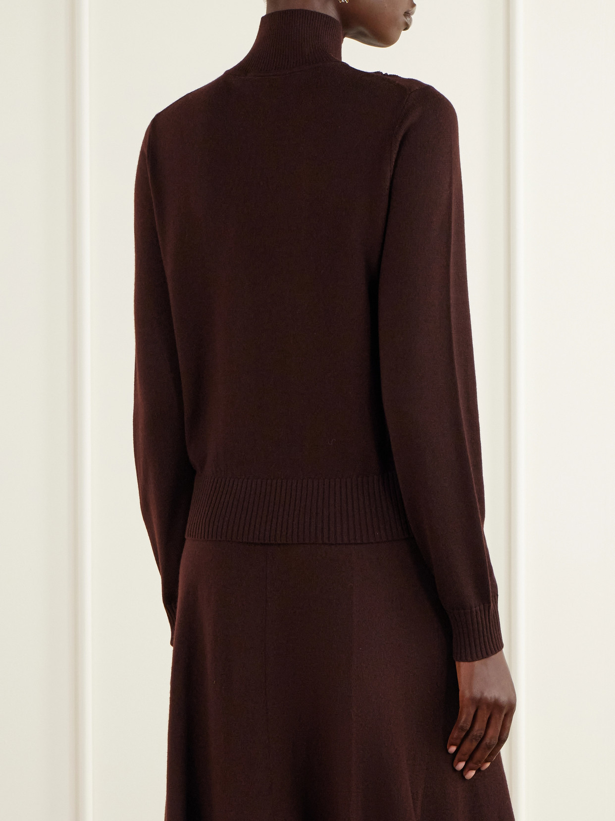Valiant Lace-Trimmed Wool Turtleneck Sweater
