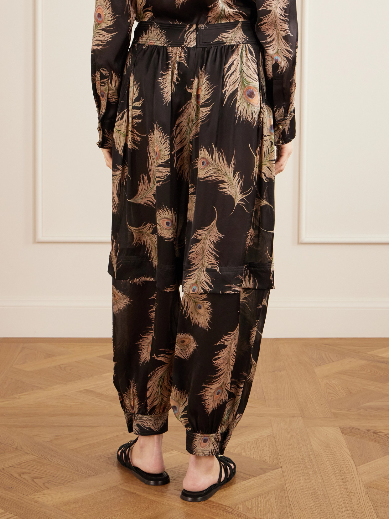 Zimmermann Valiant Harem Floral-print Silk Pants In Brown