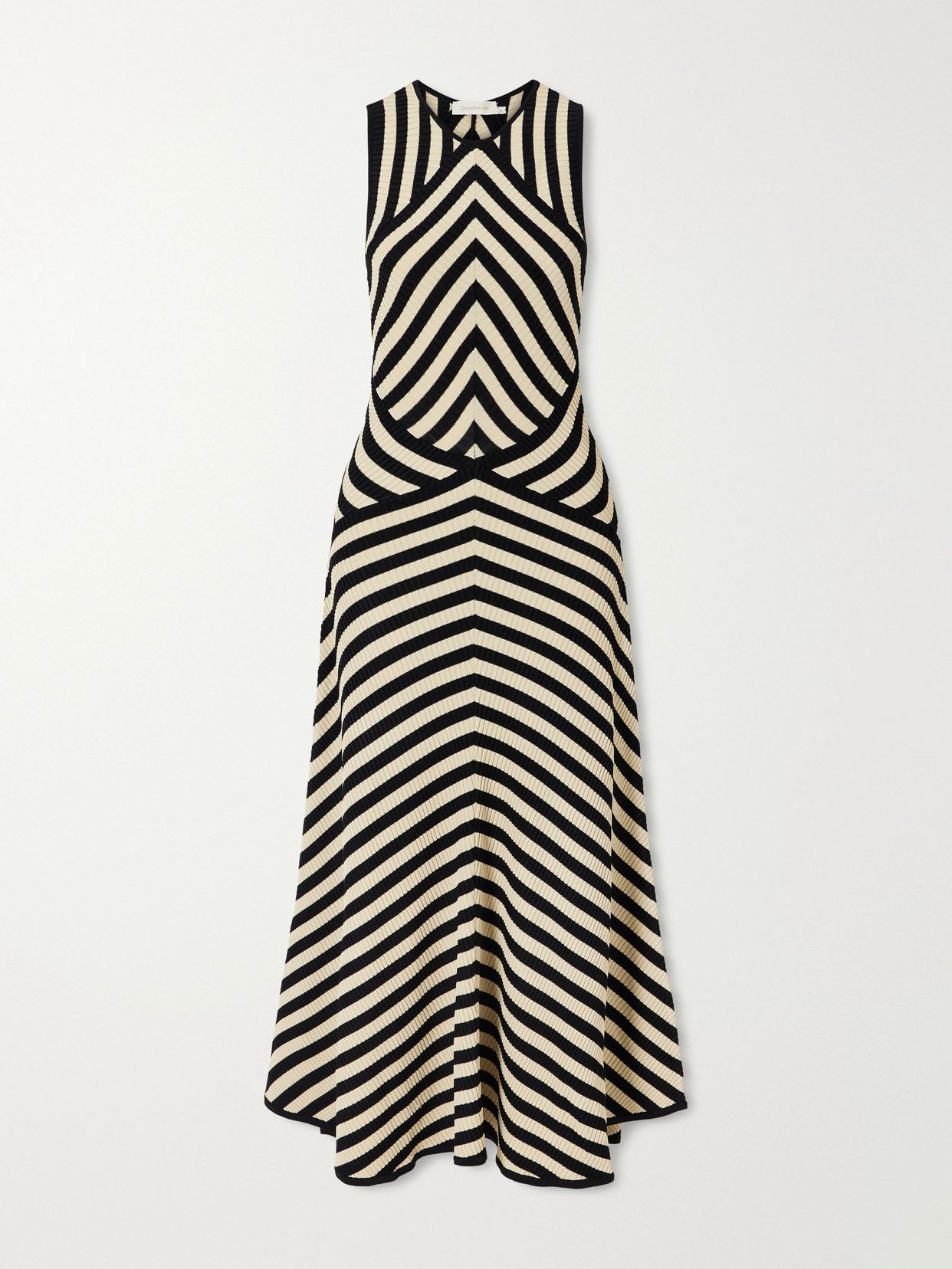 valiant deco striped ribbed jersey midi dress