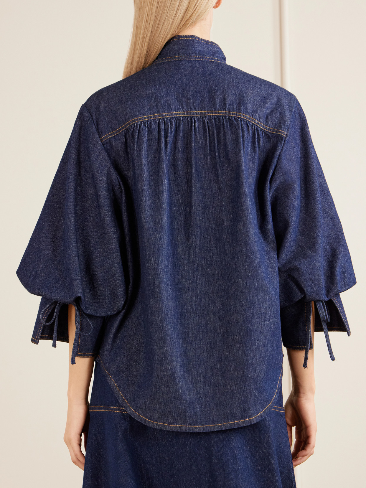 Gathered Denim Shirt