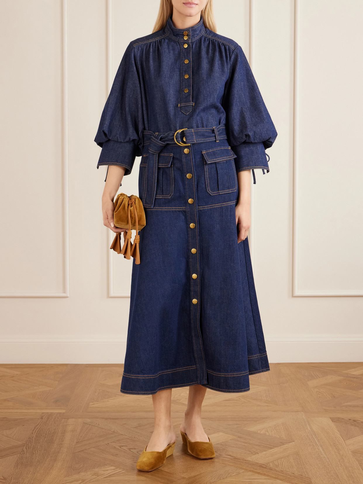 Gathered Denim Shirt