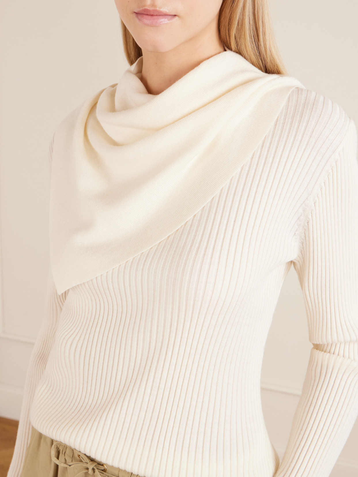 Valiant Scarf-Detailed Ribbed-Knit Sweater