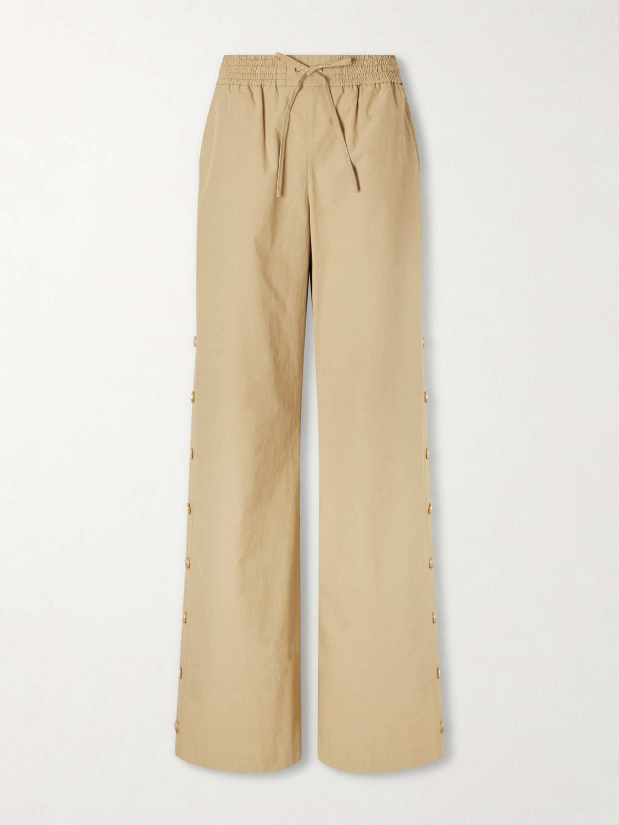 Zimmermann Valiant Button Cotton Wide-leg Pants In Neutrals
