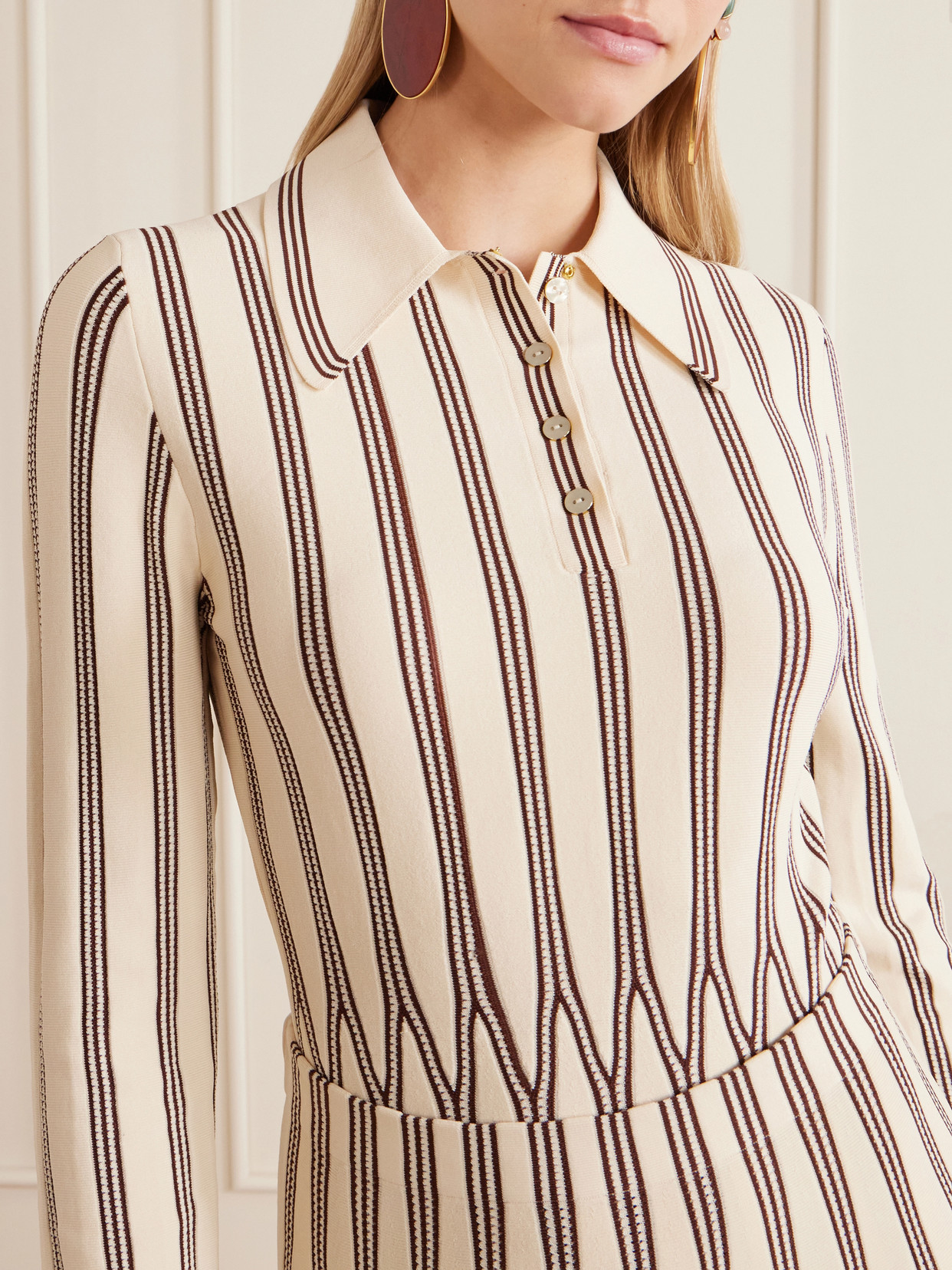 Valiant Striped Knitted Polo Sweater