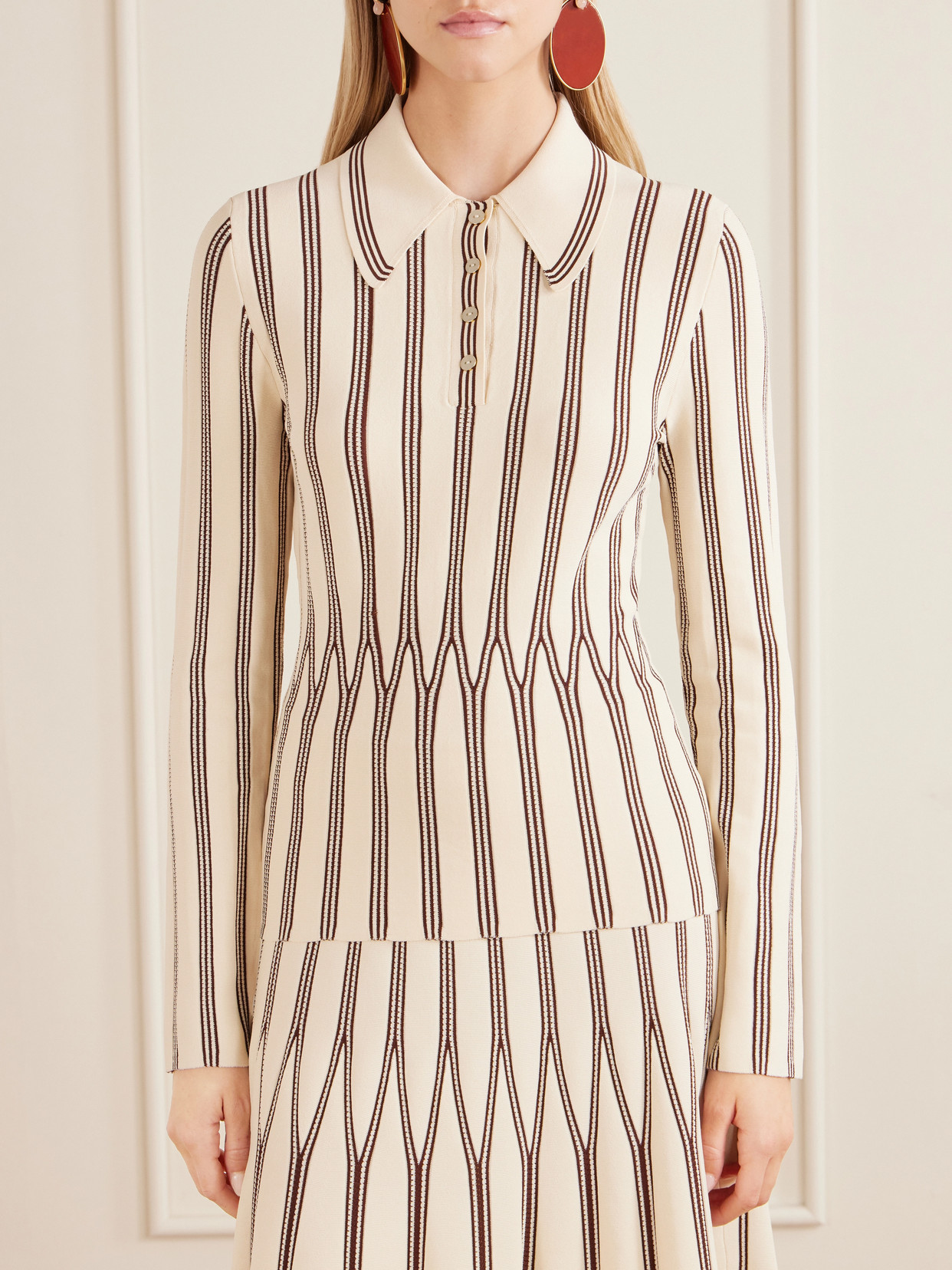 Valiant Striped Knitted Polo Sweater