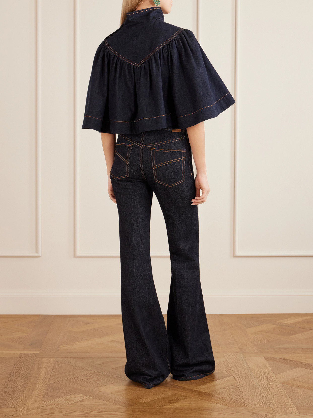 Zimmermann Cape-effect Denim Top In Blue