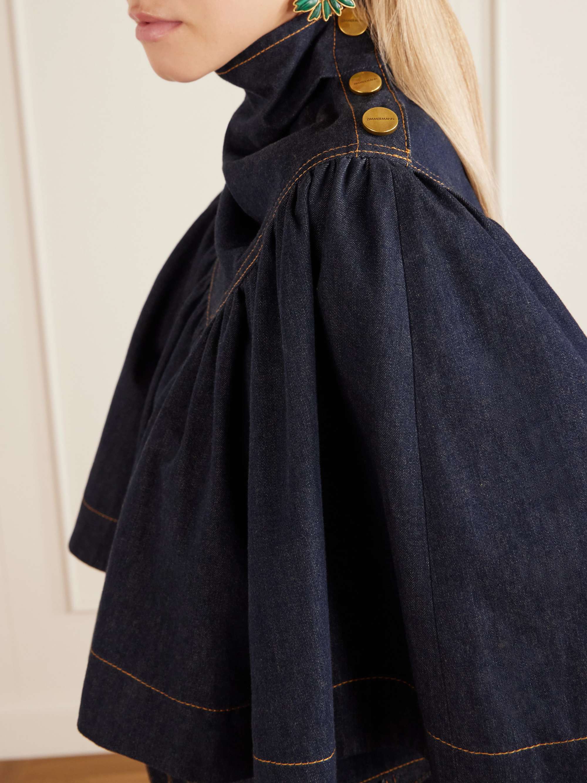 タイムセール！Zimmermann Denim Trench Cape Coat ZIMMERMANN Cape-effect denim top | NET-A-PORTER