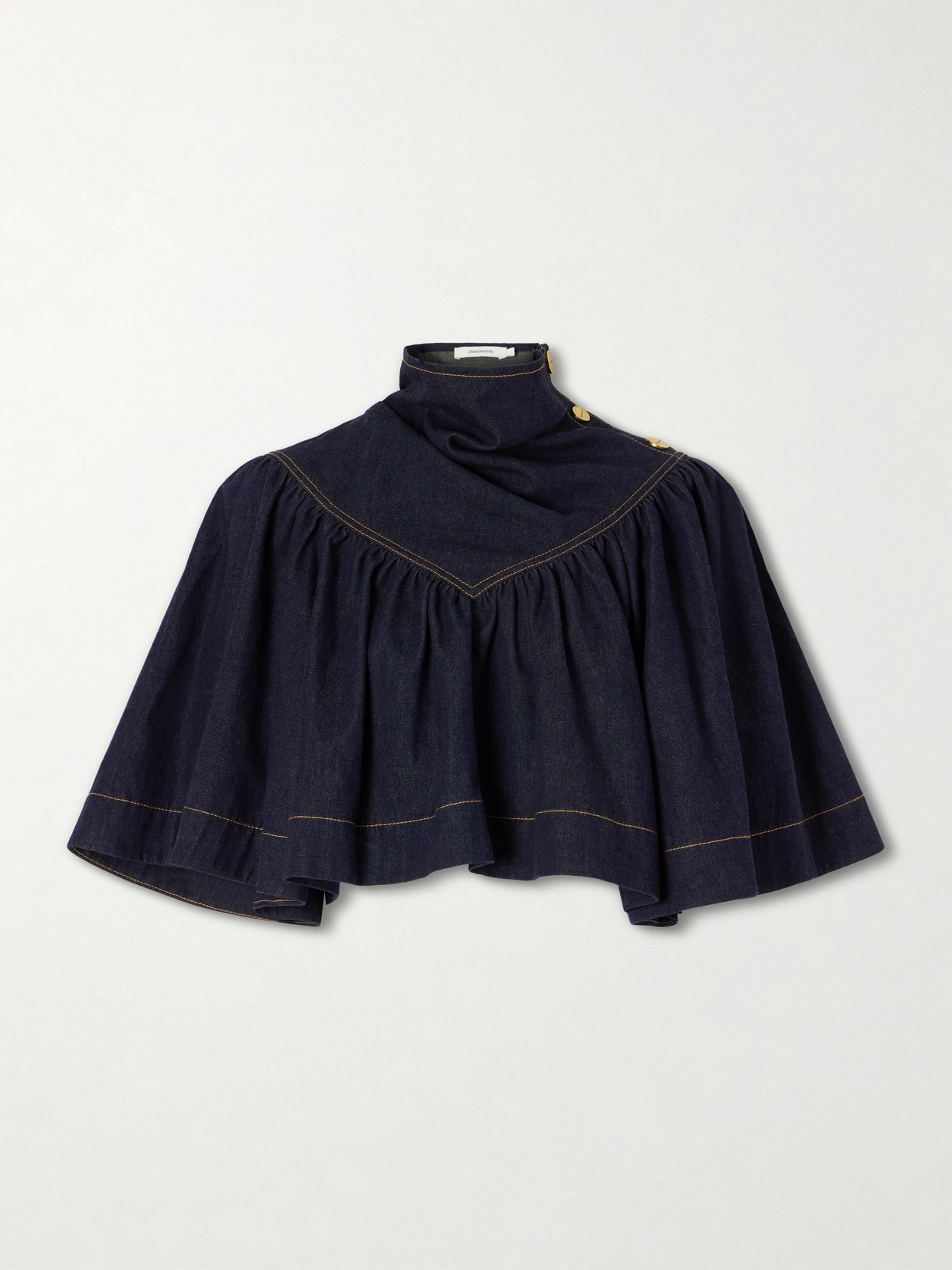 Zimmermann Cape-effect Denim Top In Blue