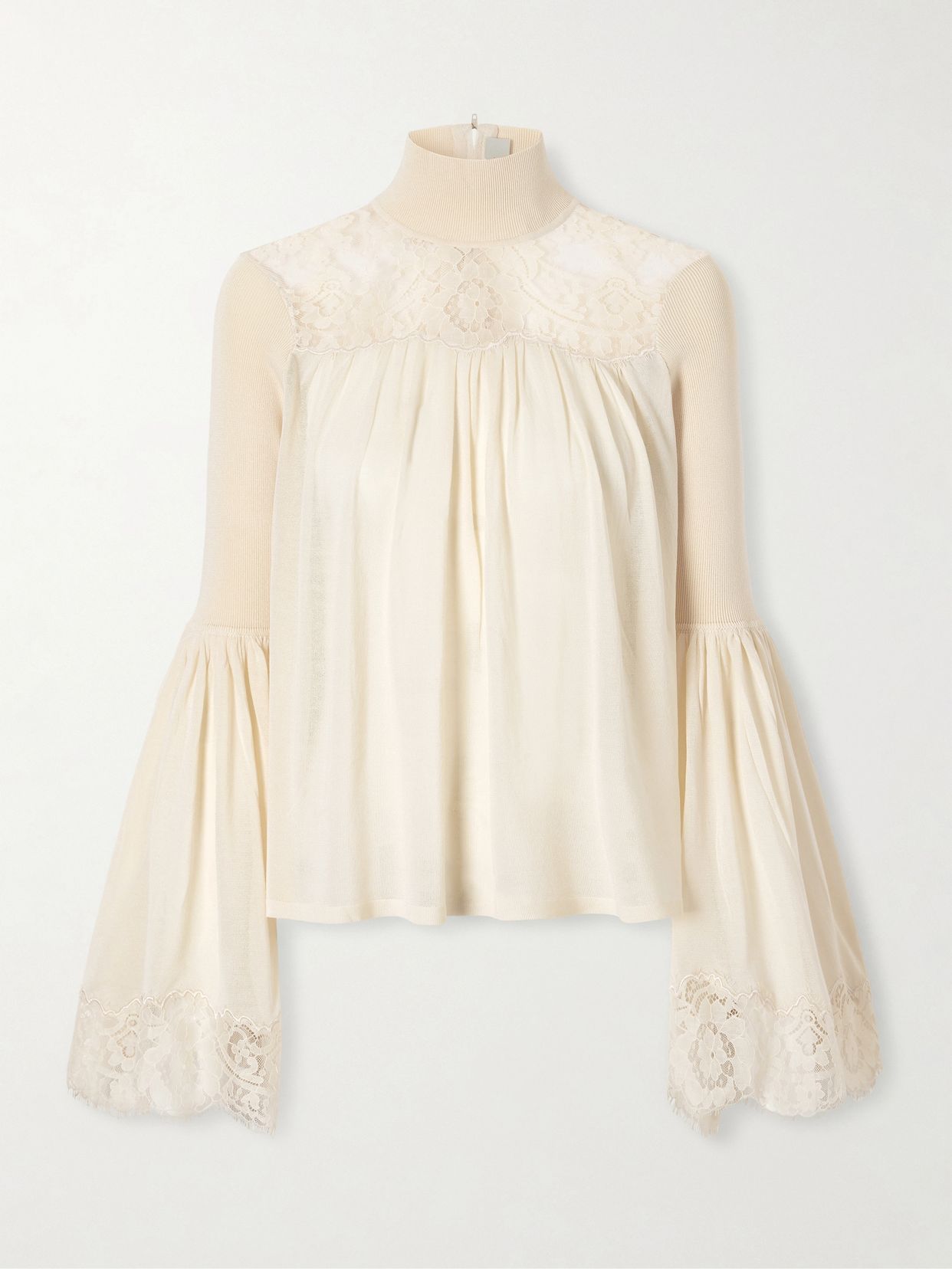 valiant lace trimmed lyocell blend blouse