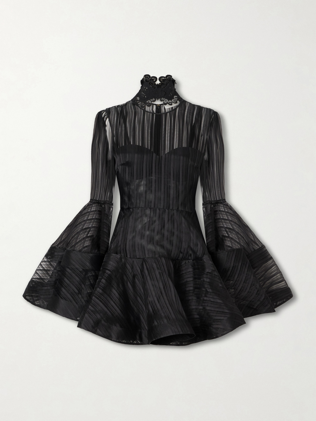 Zimmermann Valiant Lantern Silk-chiffon Mini Dress In Black