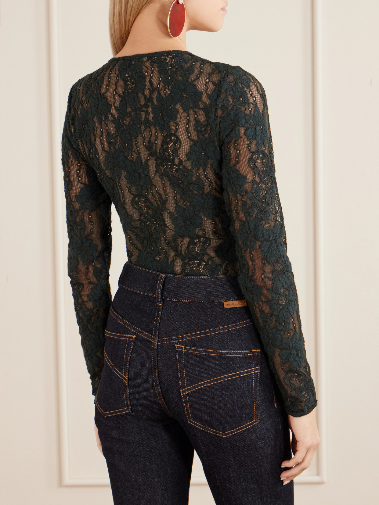 Zimmermann Lace-panelled Long-sleeve Bodysuit In Black