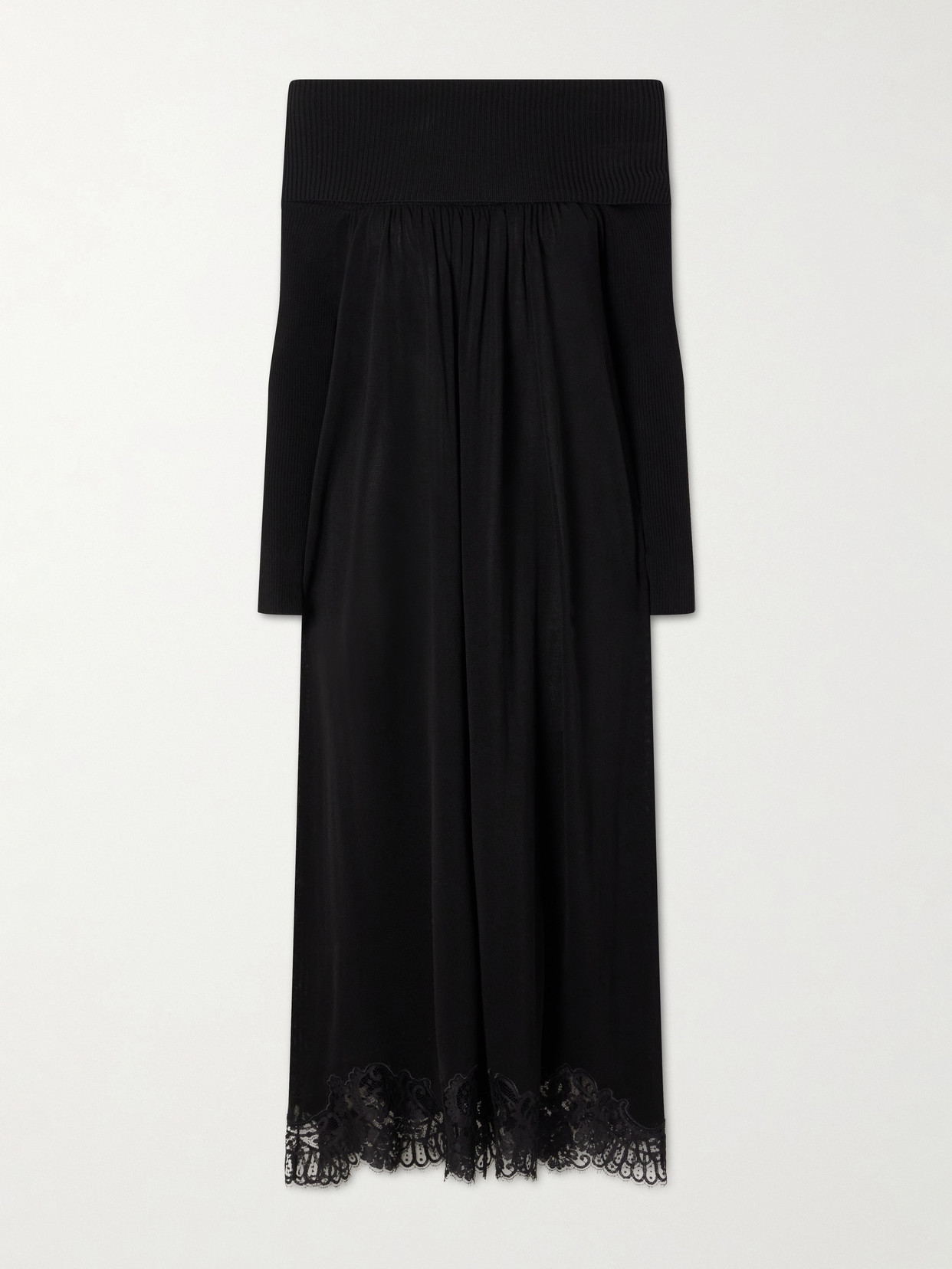 Zimmermann Valiant Off-the-shoulder Lace-trimmed Satin Maxi Dress In Black