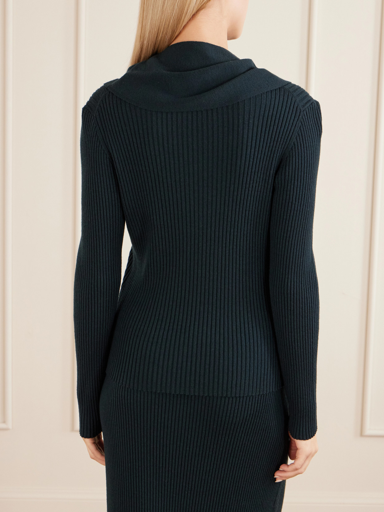 Valiant Scarf-Detailed Ribbed-Knit Sweater