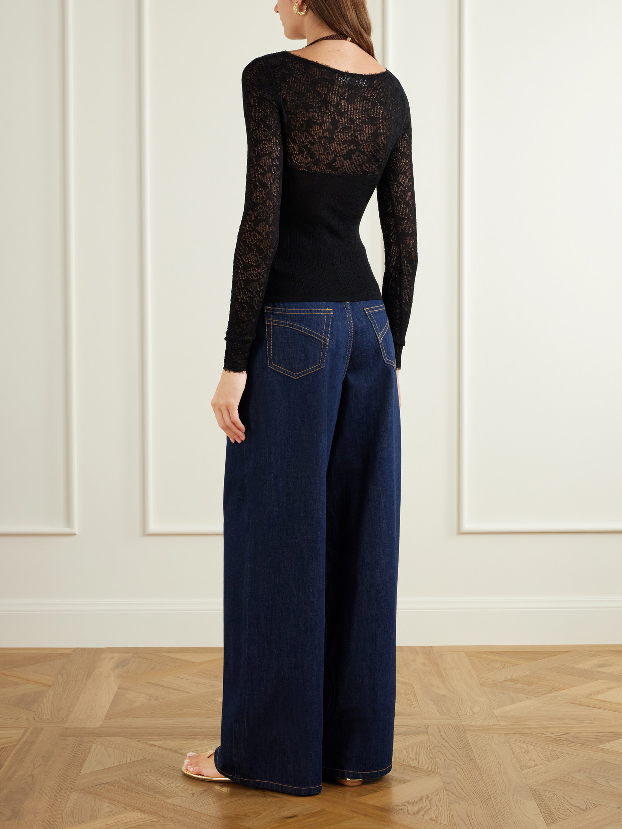 Pointelle Merino Wool-Blend Lace Top