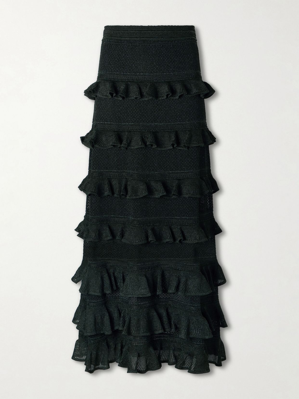 valiant ruffled knitted midi skirt
