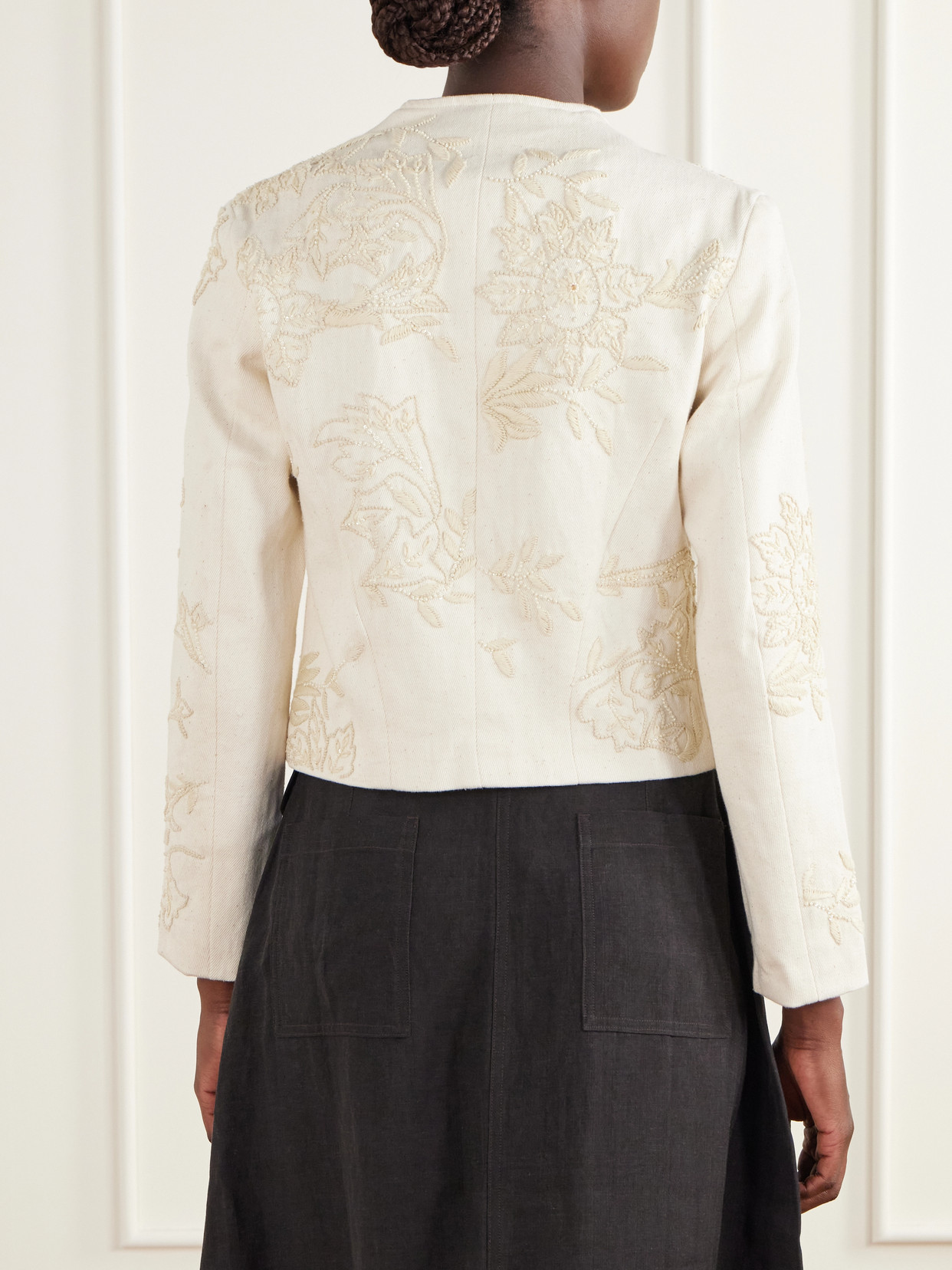 Bead-Embroidered Denim Jacket