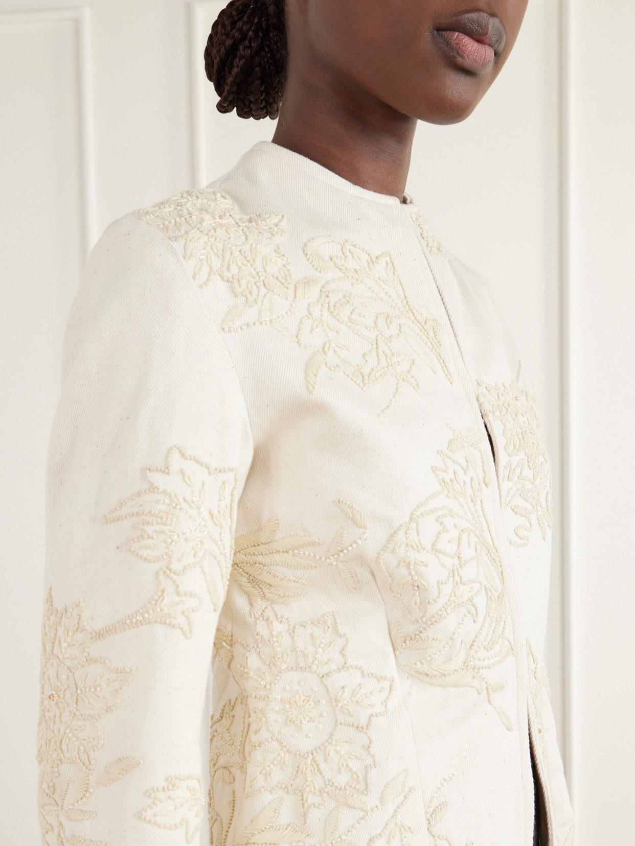 Bead-Embroidered Denim Jacket