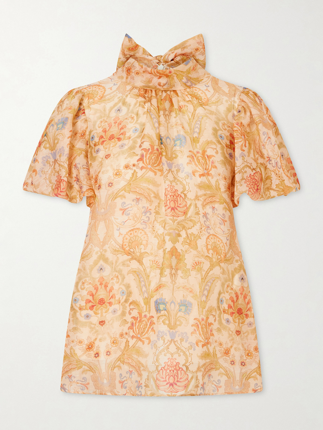 Zimmermann Valiant Bubble Linen And Silk-blend Blouse In Neutrals