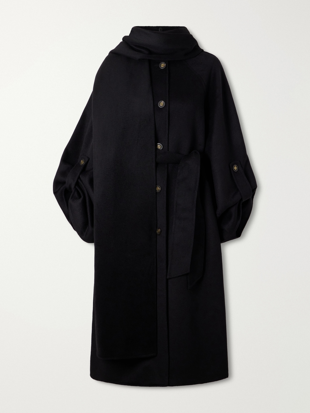 Zimmermann Valiant Scarf-detailed Wool-blend Coat In Black