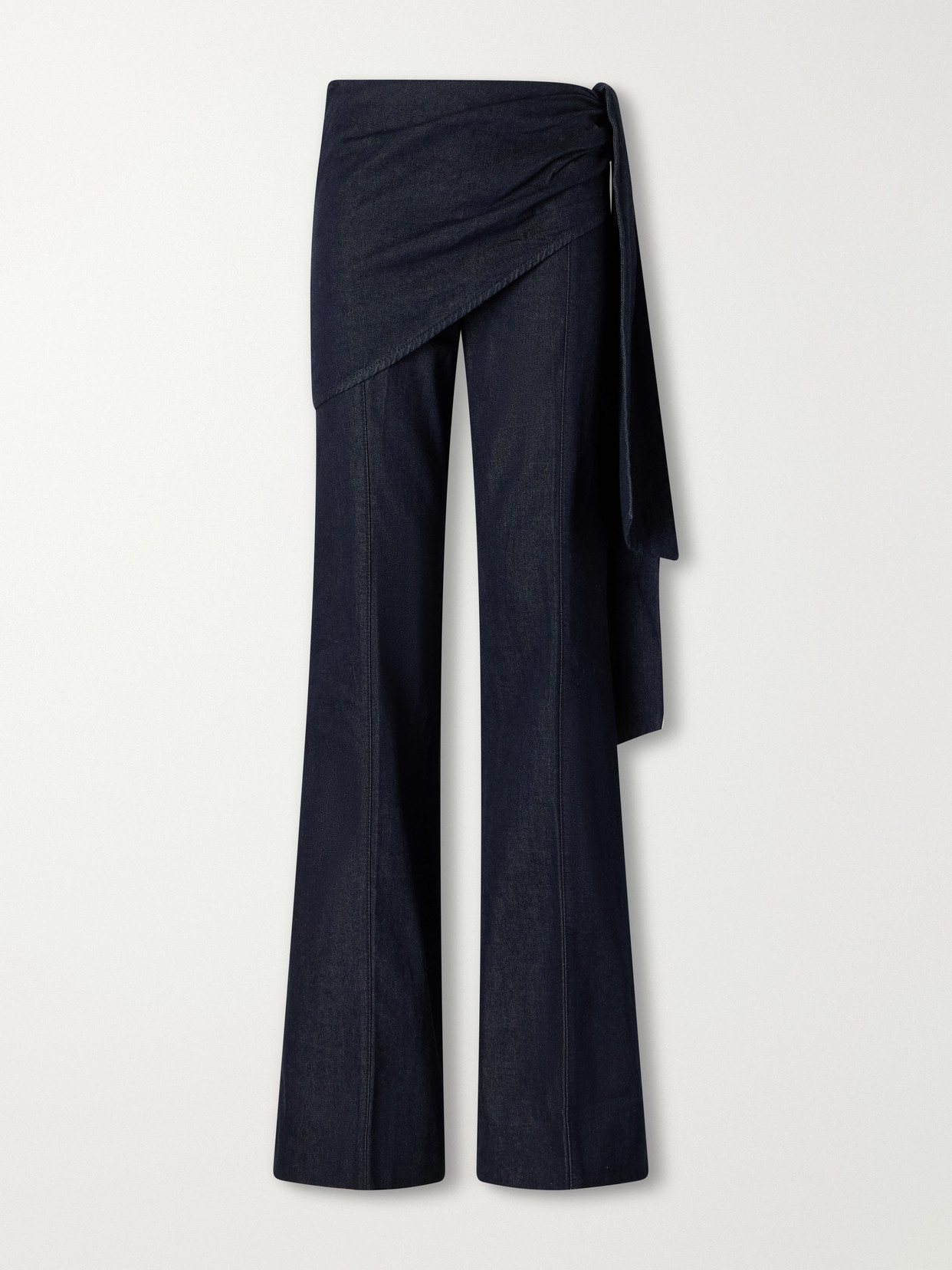 Zimmermann Valiant Draped Cotton-twill Flared Pants In Blue
