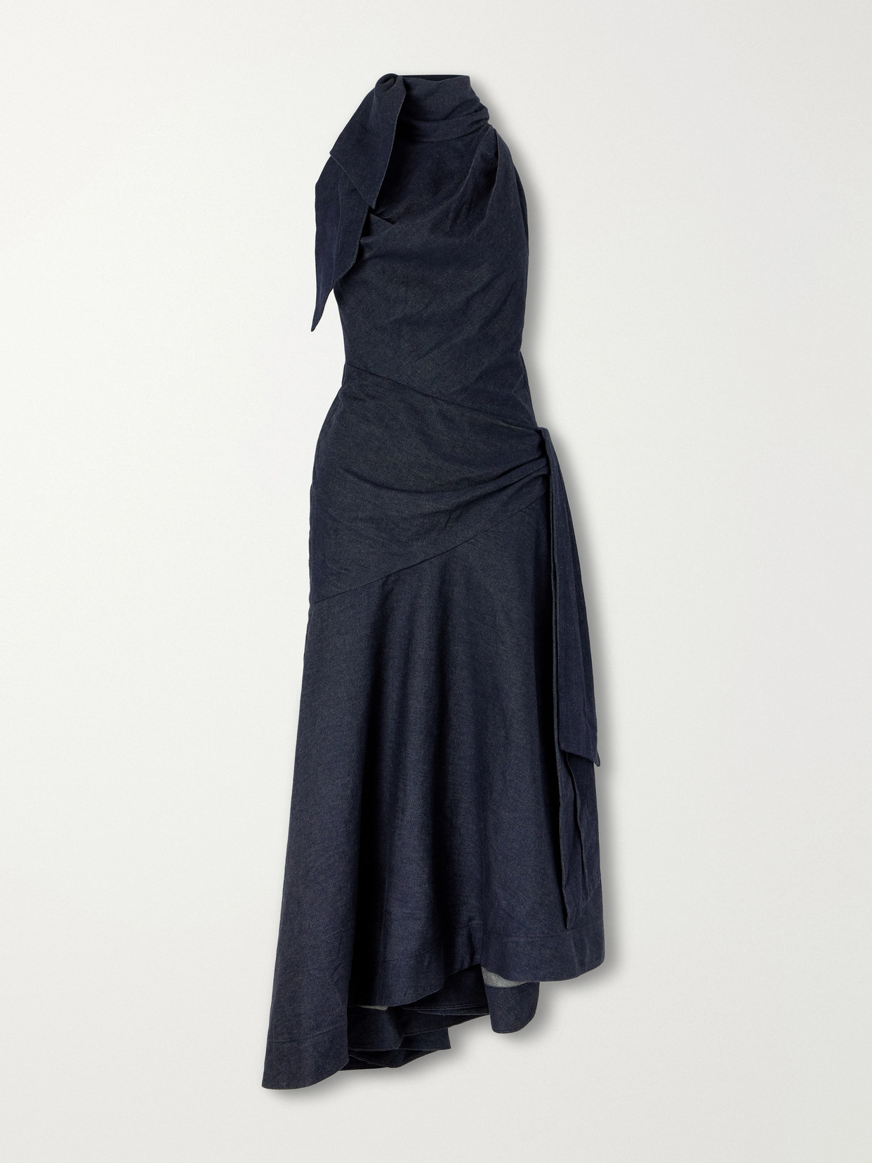 Zimmermann Valiant Draped Denim Maxi Dress In Blue