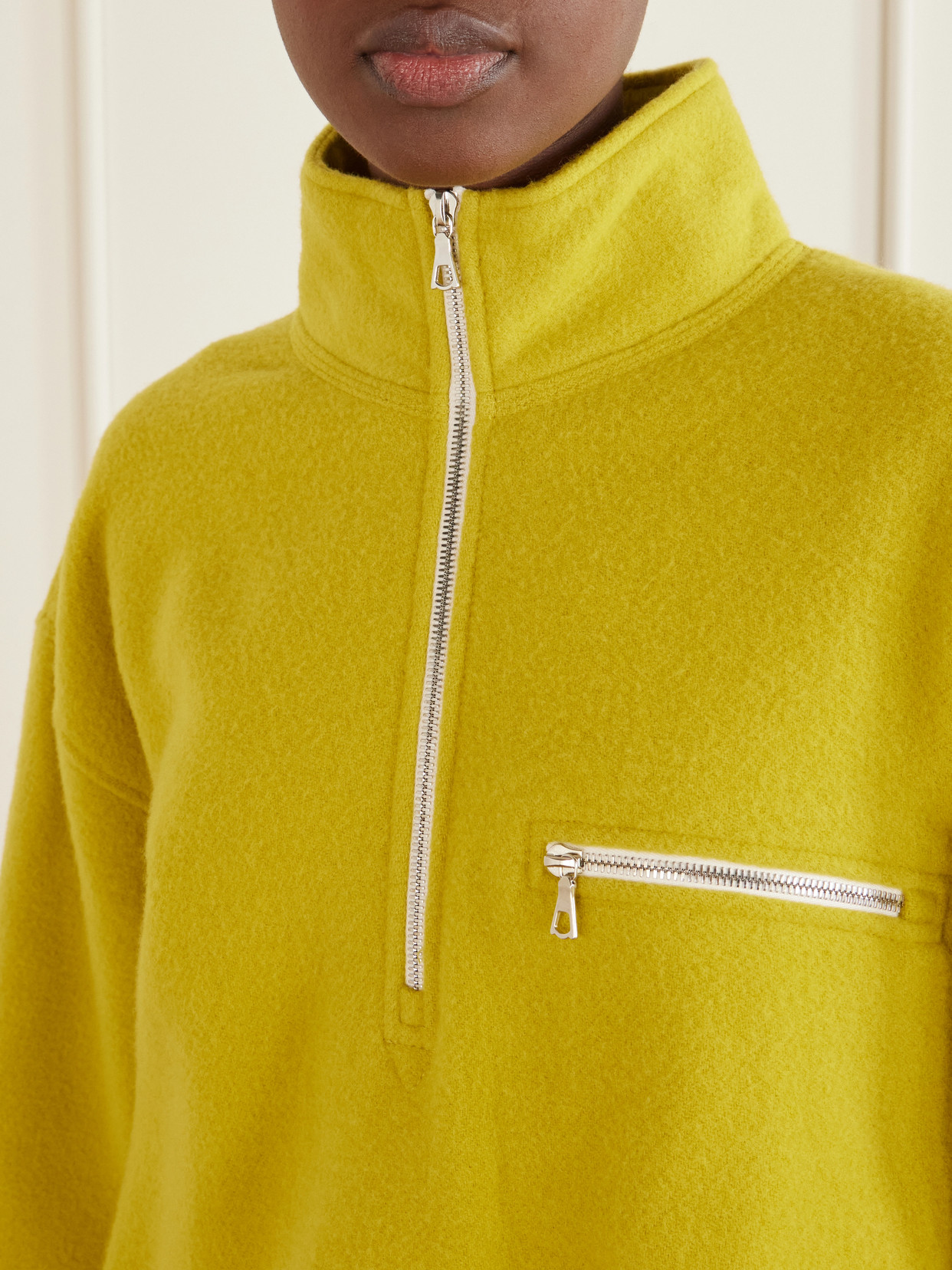 Rier Polar Wool-fleece Half-zip Sweatshirt In Yellow
