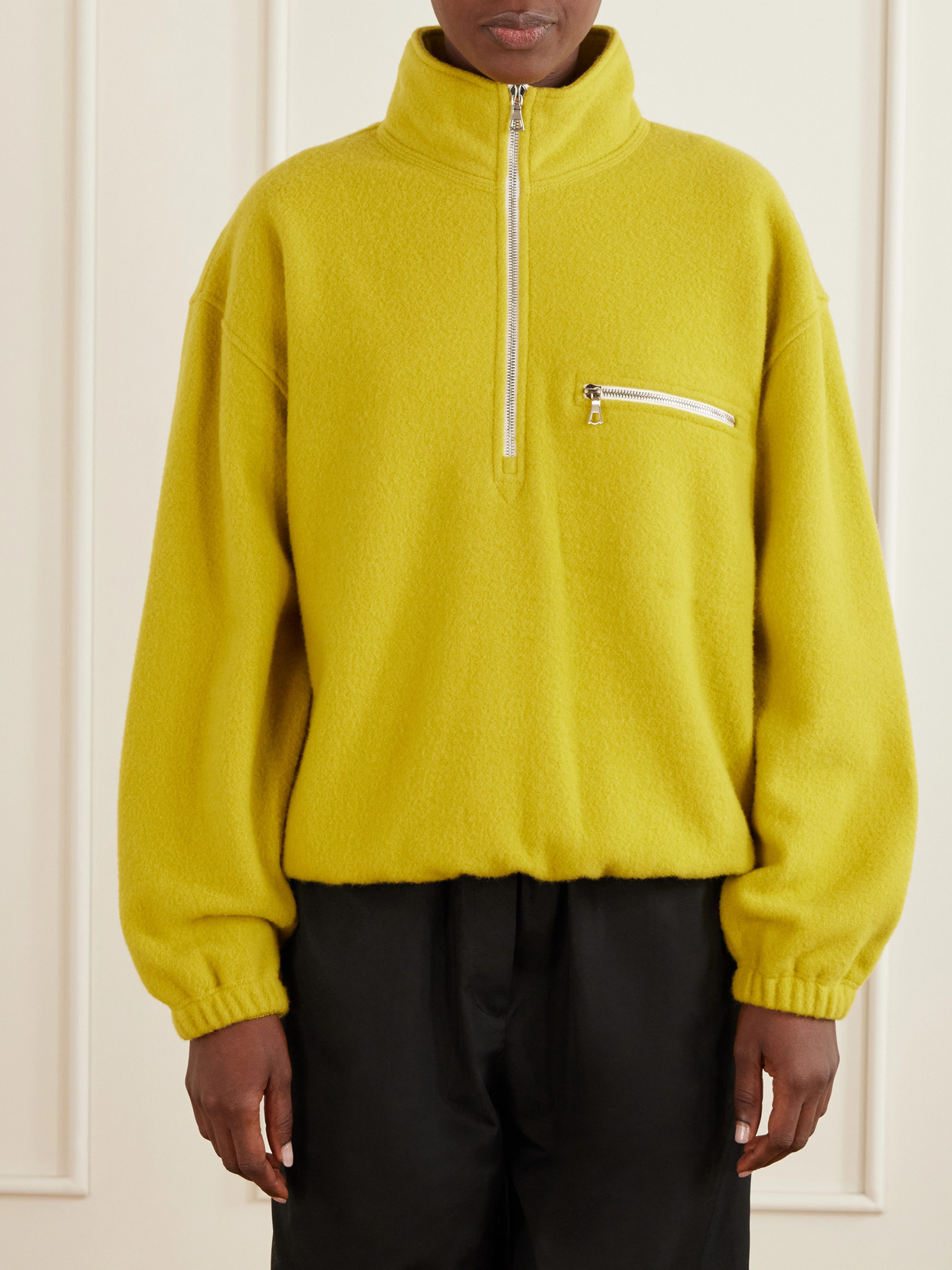 Rier Polar Wool-fleece Half-zip Sweatshirt In Yellow