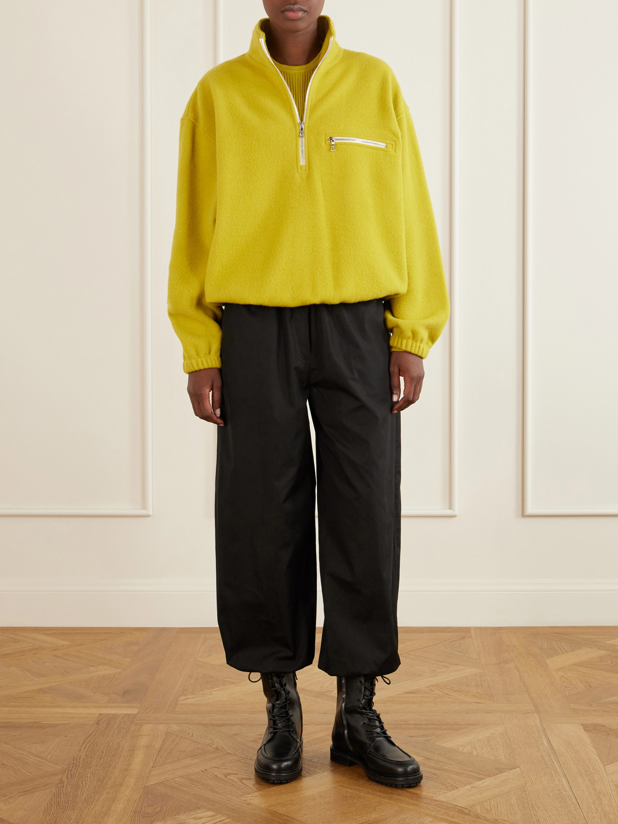 Rier Polar Wool-fleece Half-zip Sweatshirt In Yellow