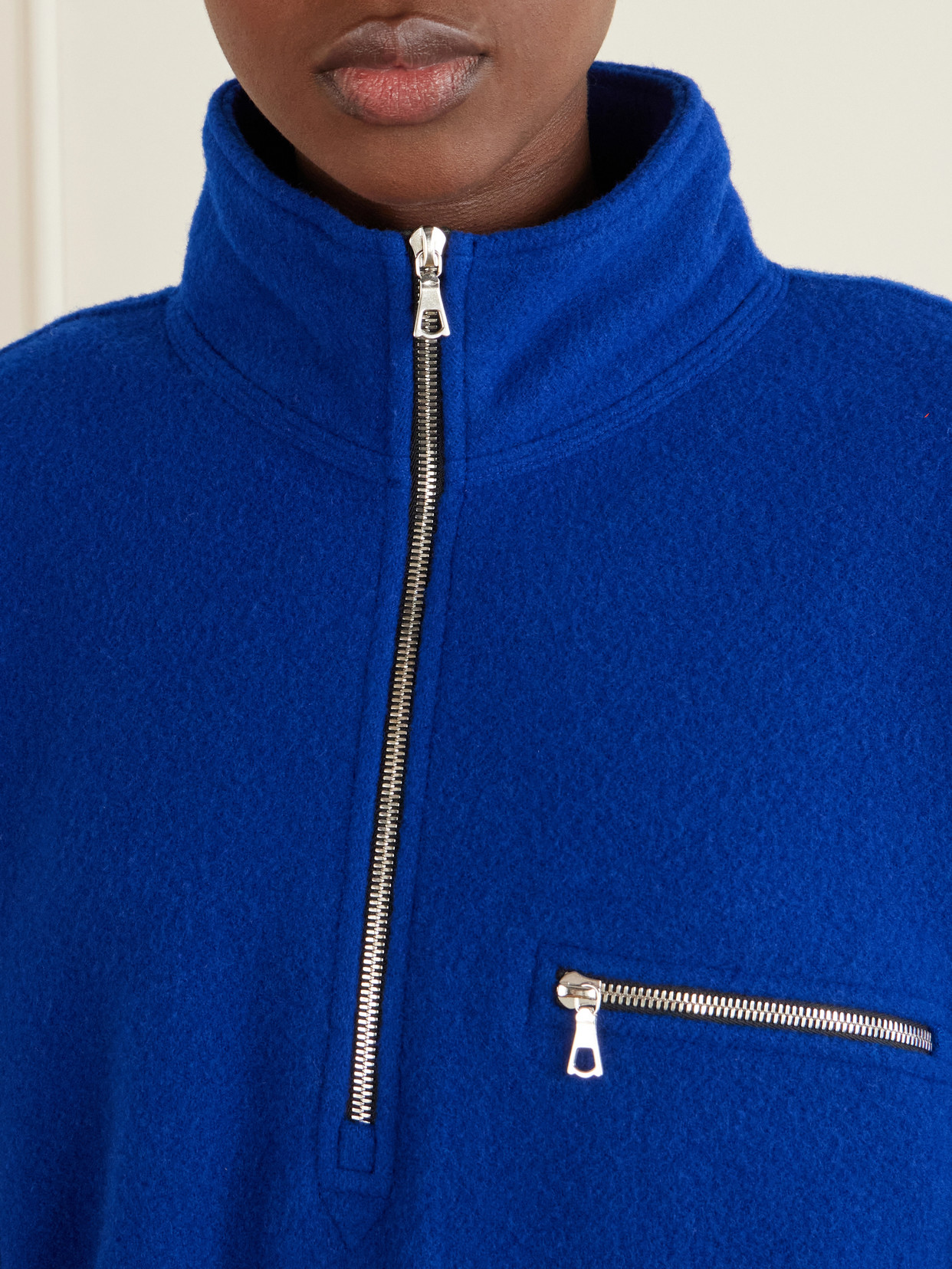 Rier Polar Wool-fleece Half-zip Sweatshirt In Blue