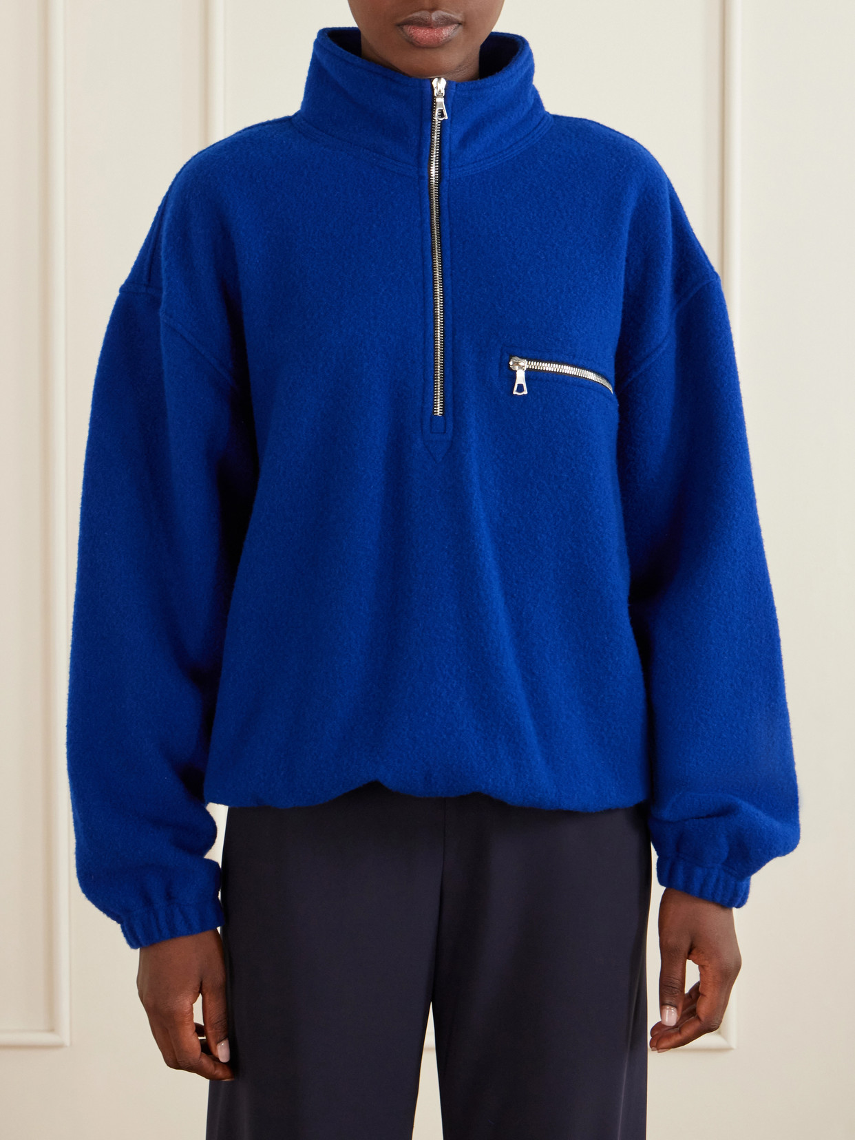 Rier Polar Wool-fleece Half-zip Sweatshirt In Blue