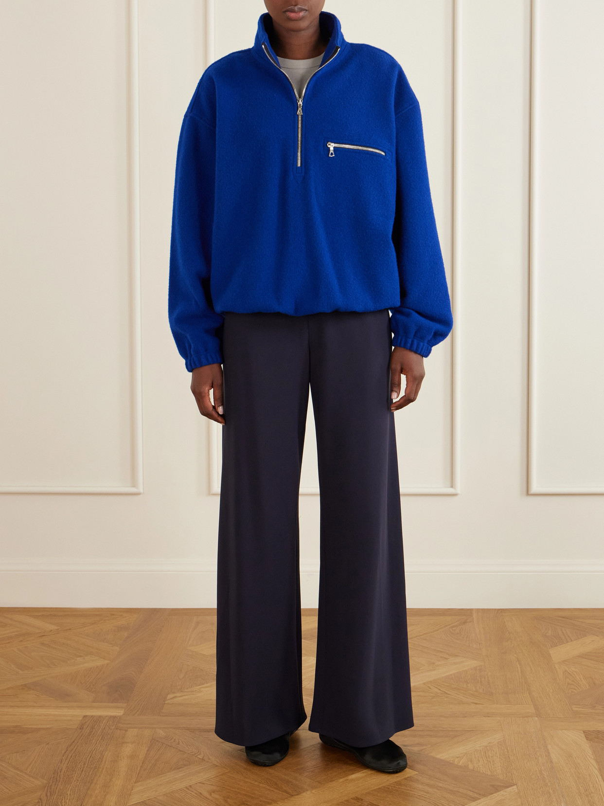Rier Polar Wool-fleece Half-zip Sweatshirt In Blue