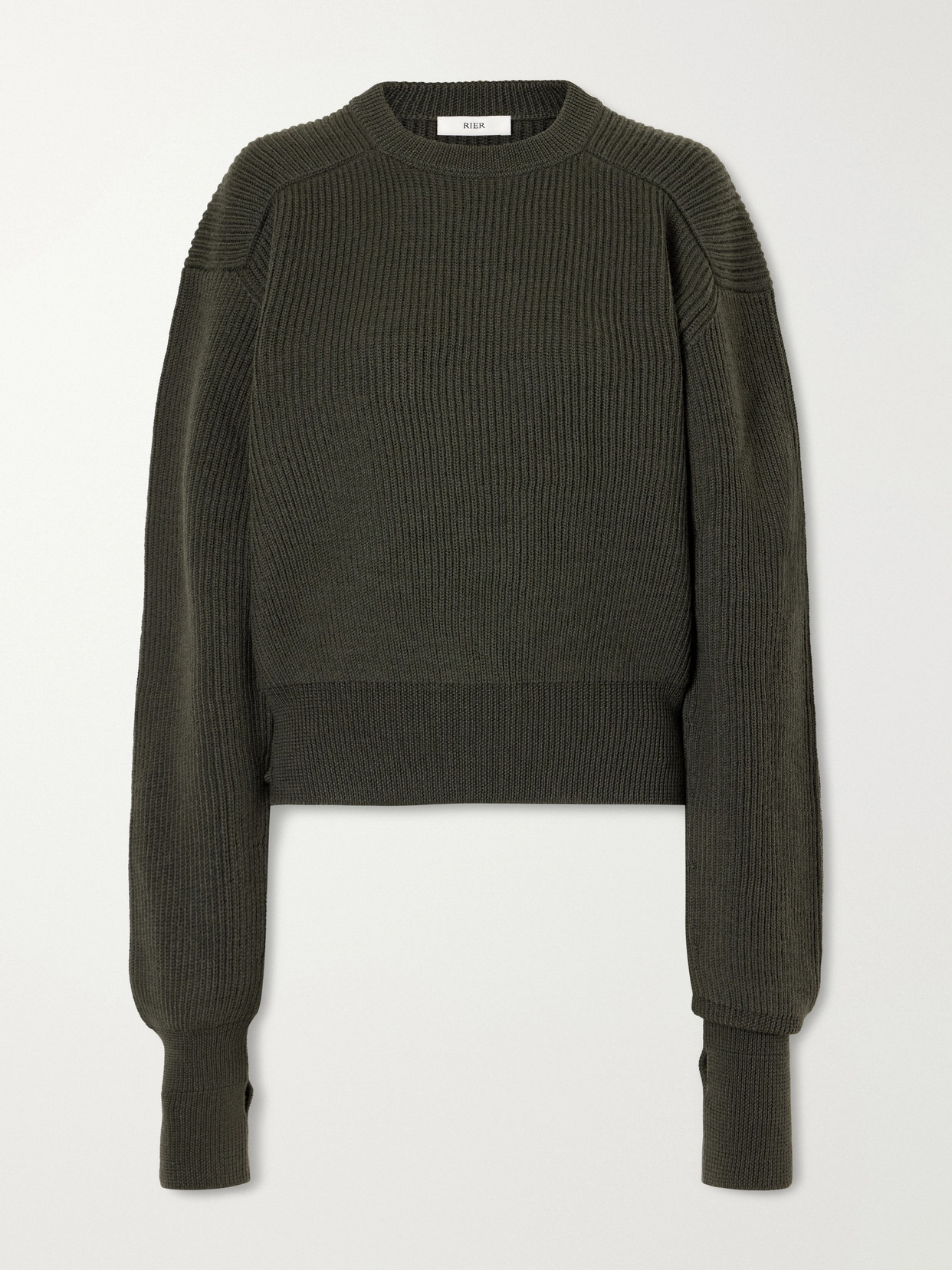 Rier Ribbed Virgin Wool Sweater In Green