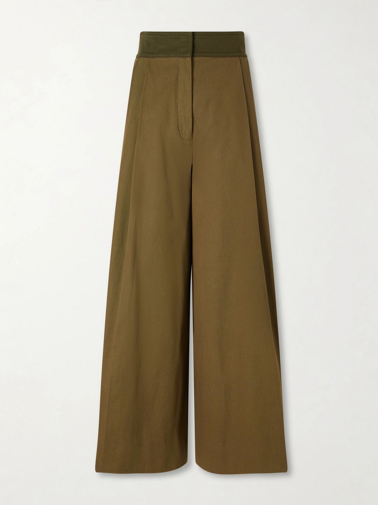 valiant pleated cotton twill wide leg pants
