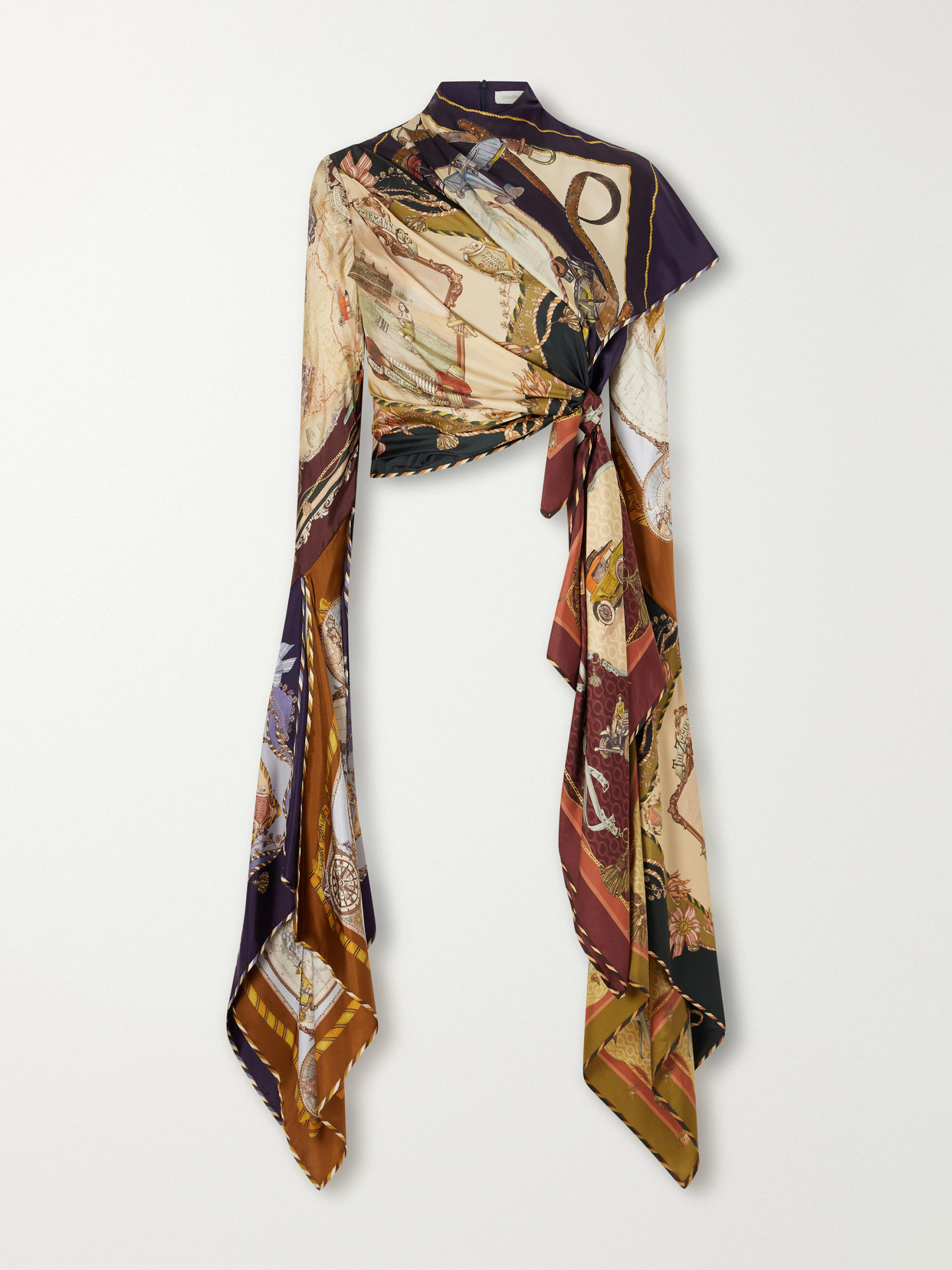 Zimmermann Valiant Knotted Scarf-effect Silk Top In Multi