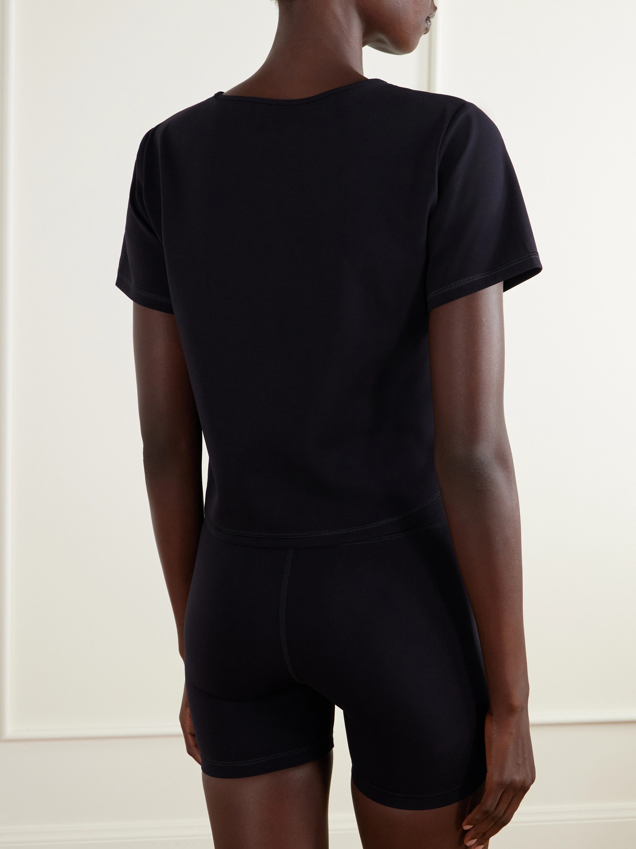 Cropped Logo-Appliquéd Stretch-Jersey T-Shirt