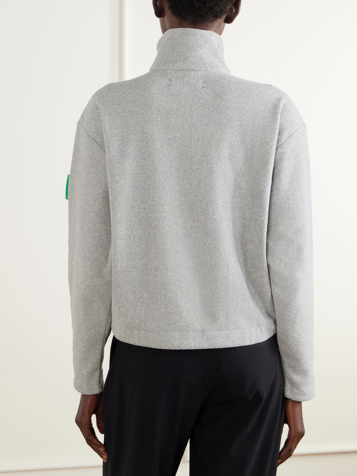 Cropped Logo-Appliquéd Shell-Trimmed Recycled Fleece Jacket