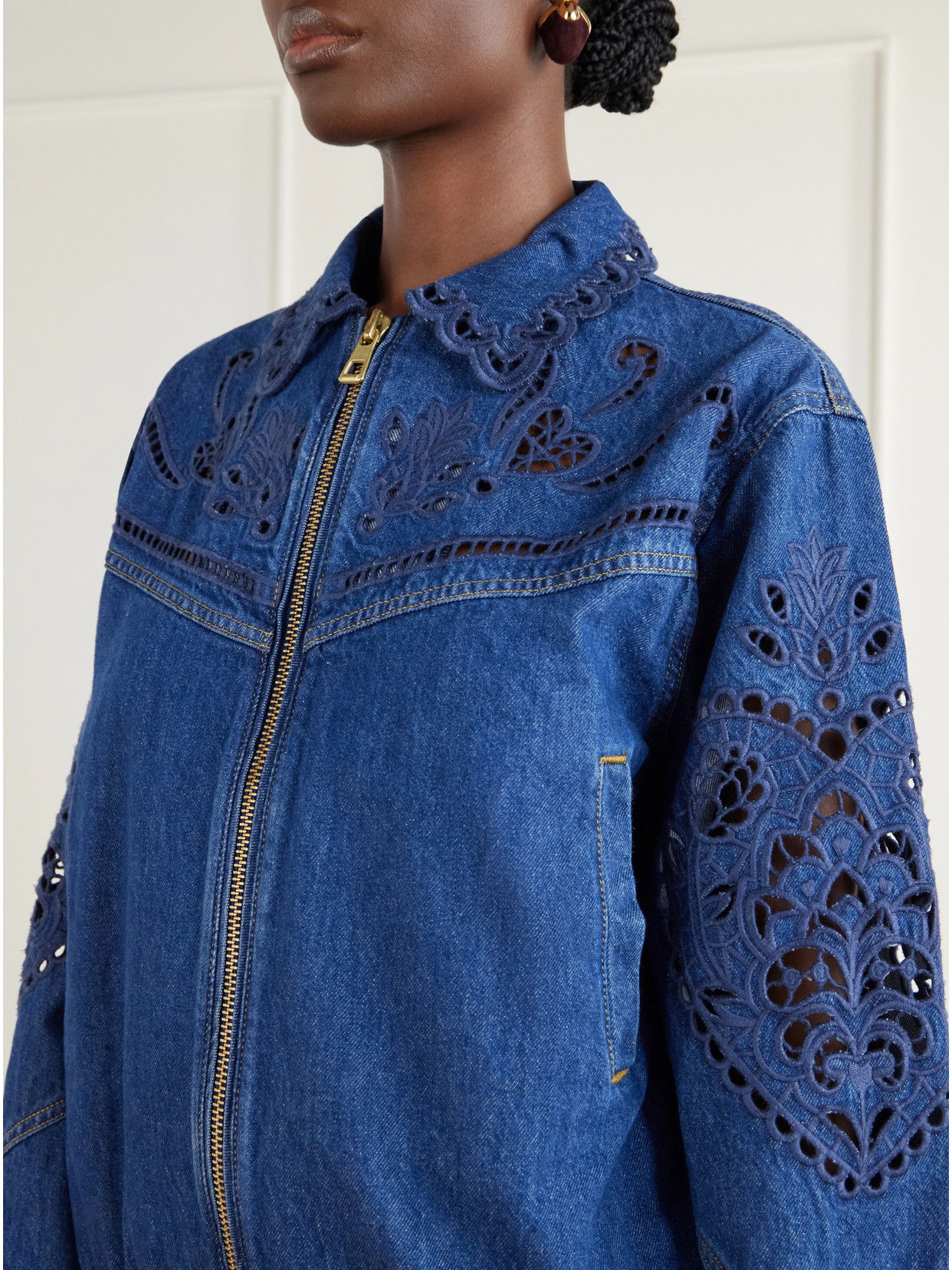 Richilieu Heart Broderie Anglaise Denim Jacket