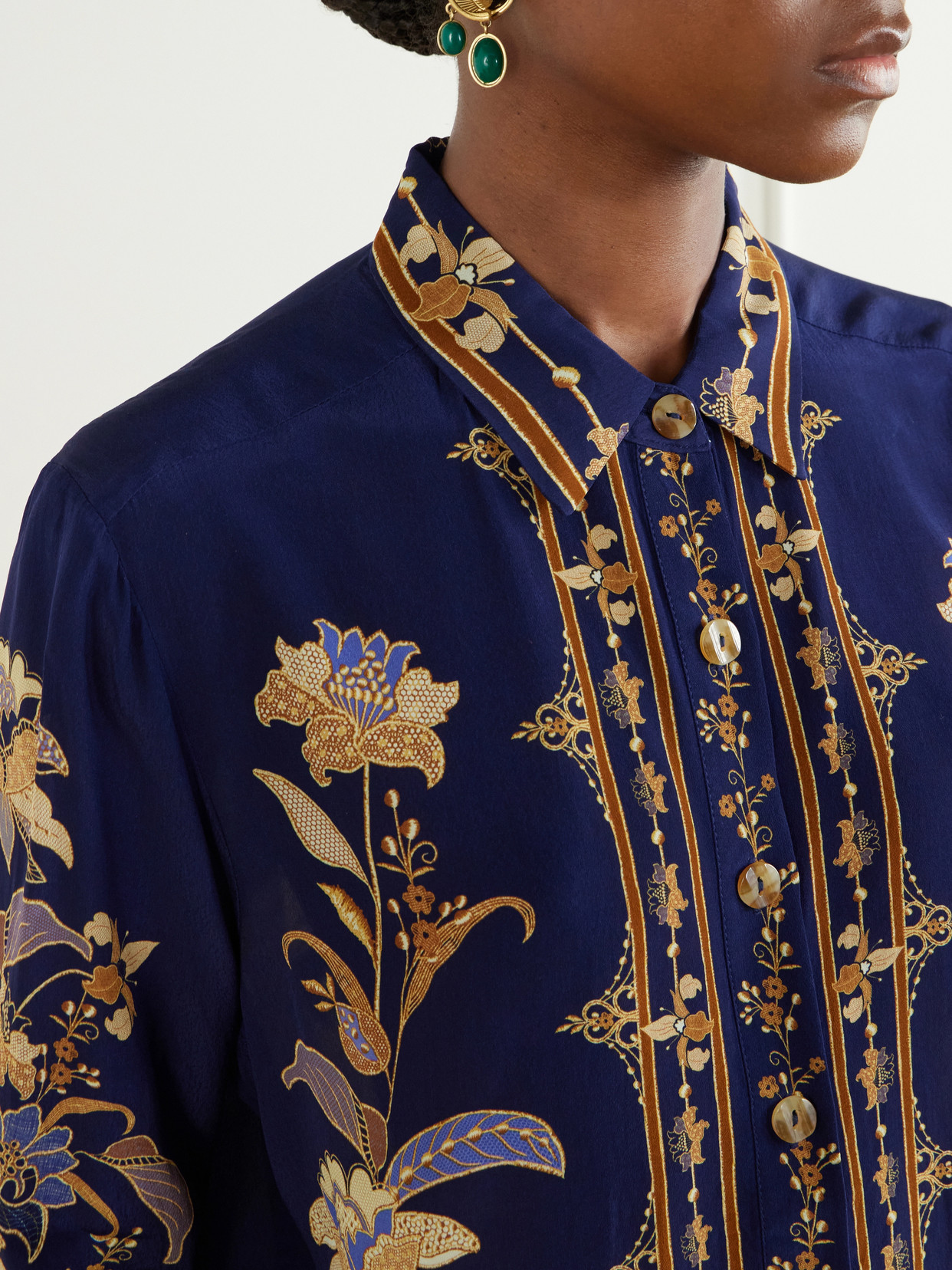 Liz Printed Crepe De Chine Shirt